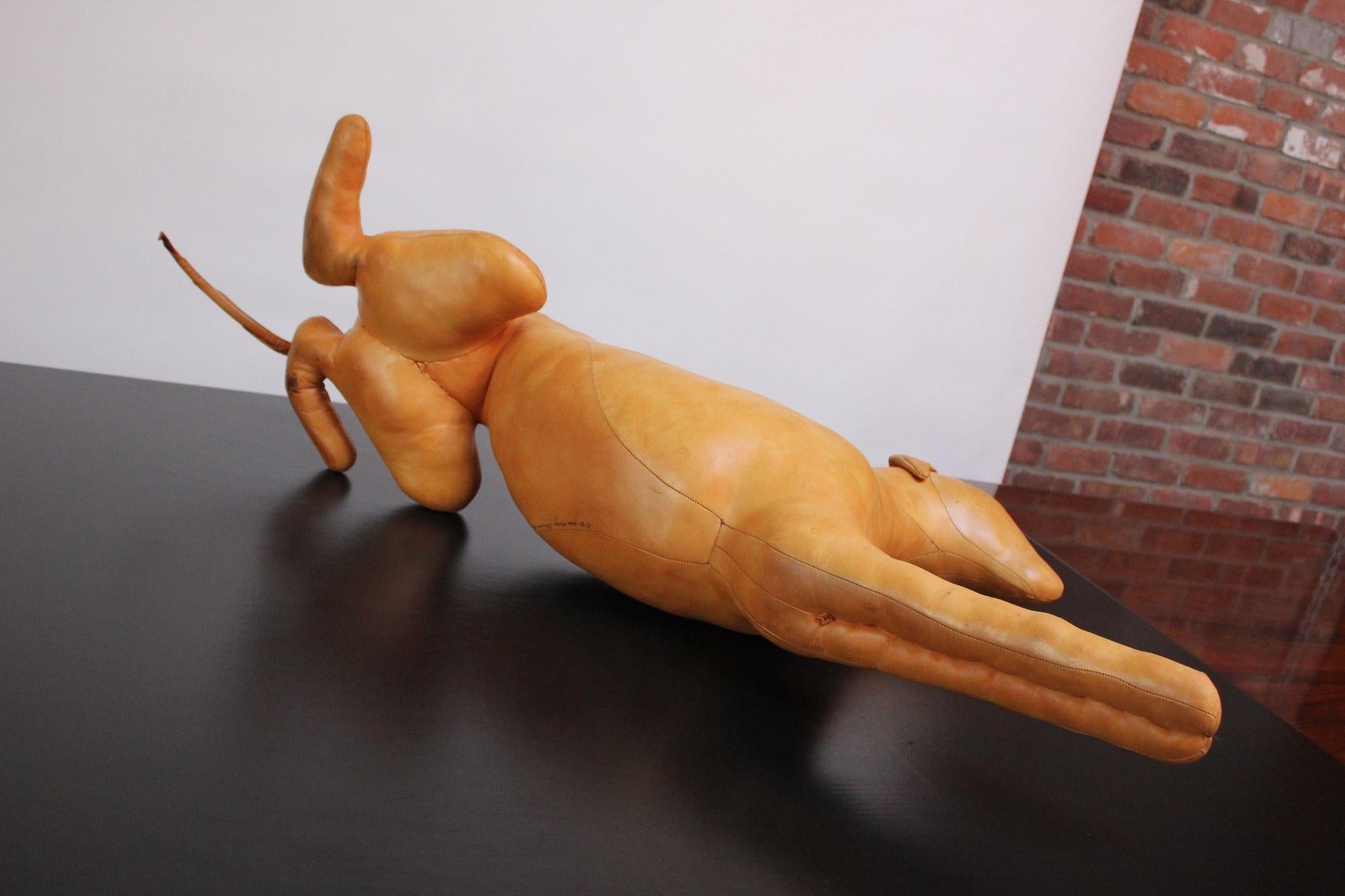 Vintage Hand-Stitched Leather Dog Sculpture For Sale 11