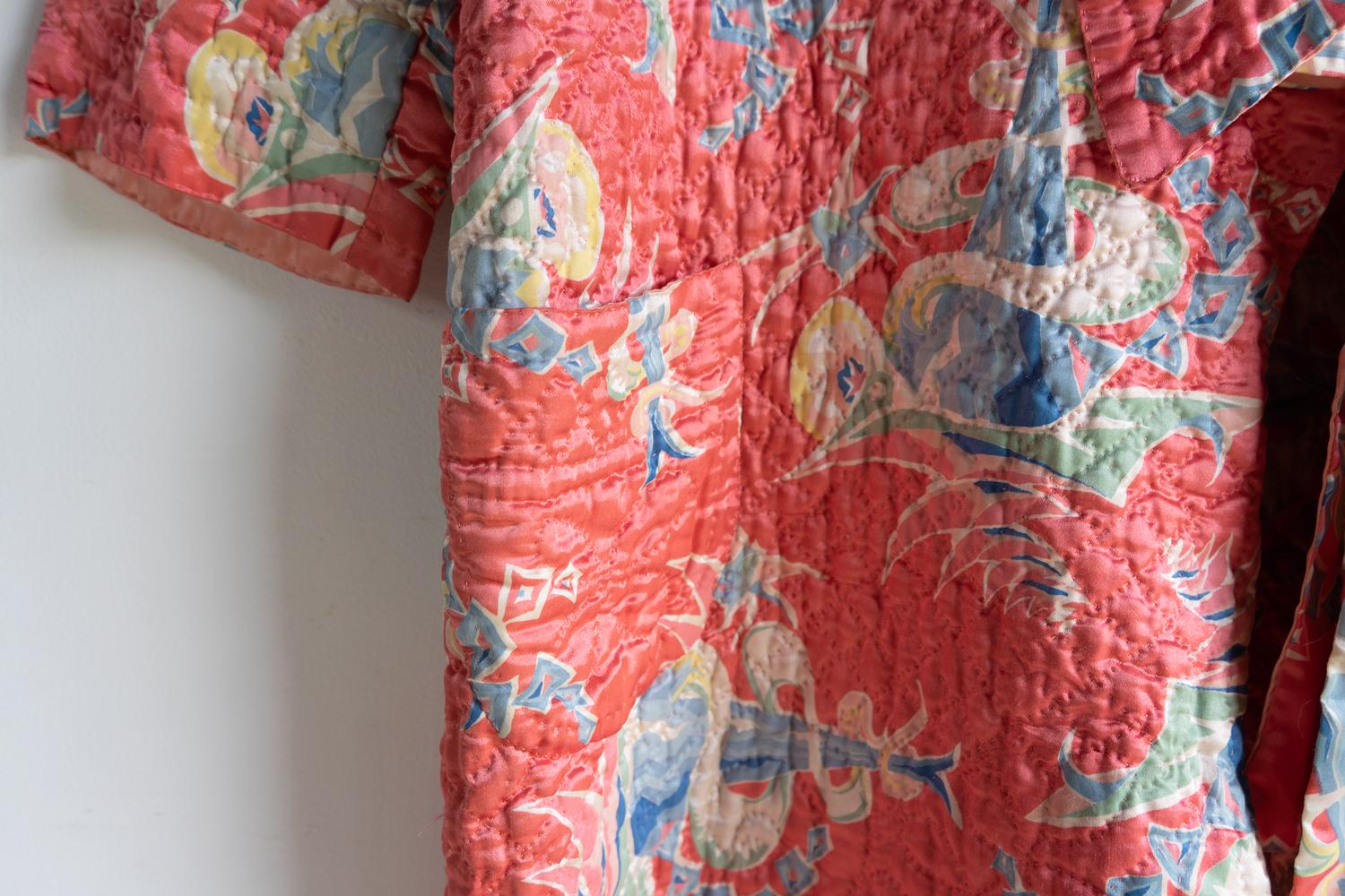 Vintage Hand Stitched Quilted Satin House Coat/Dressing Gown/Robe, 1930s 3