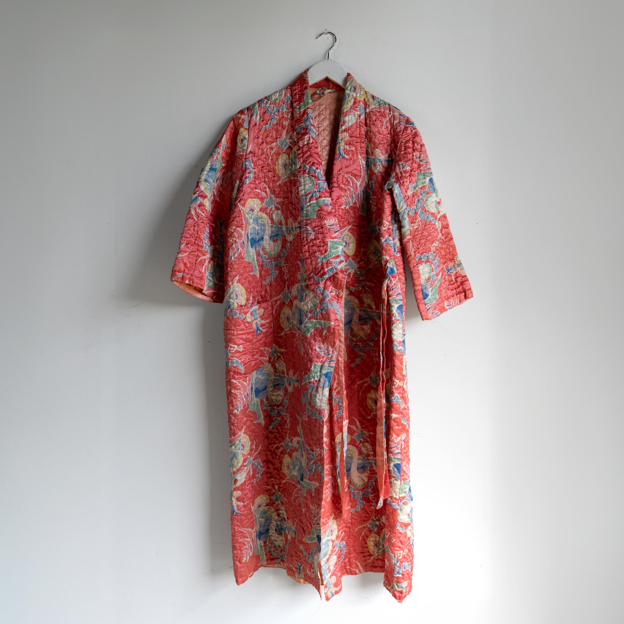 Vintage Hand Stitched Quilted Satin House Coat/Dressing Gown/Robe, 1930s 4
