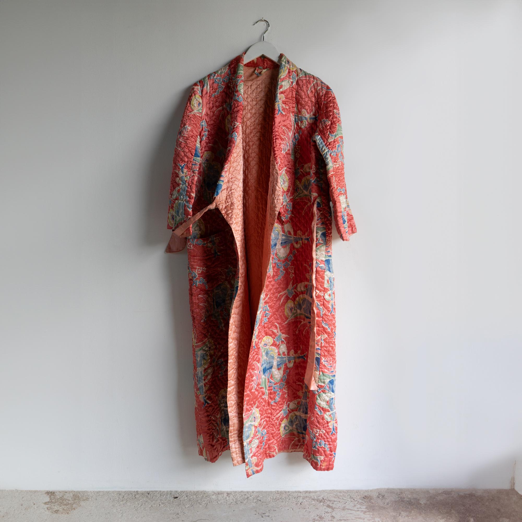 Vintage Hand Stitched Quilted Satin House Coat/Dressing Gown/Robe, 1930s 1