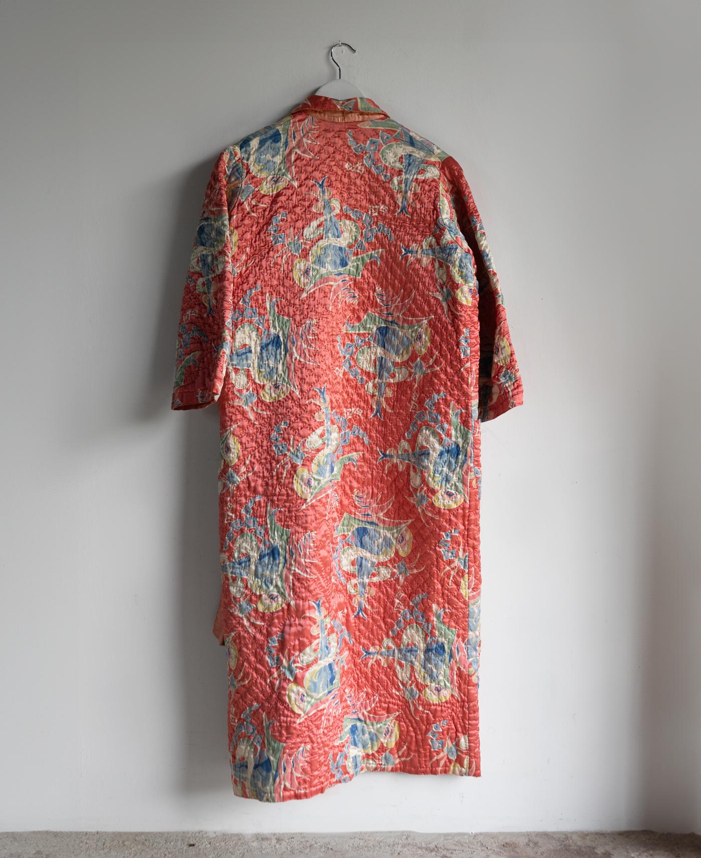 Vintage Hand Stitched Quilted Satin House Coat/Dressing Gown/Robe, 1930s 2