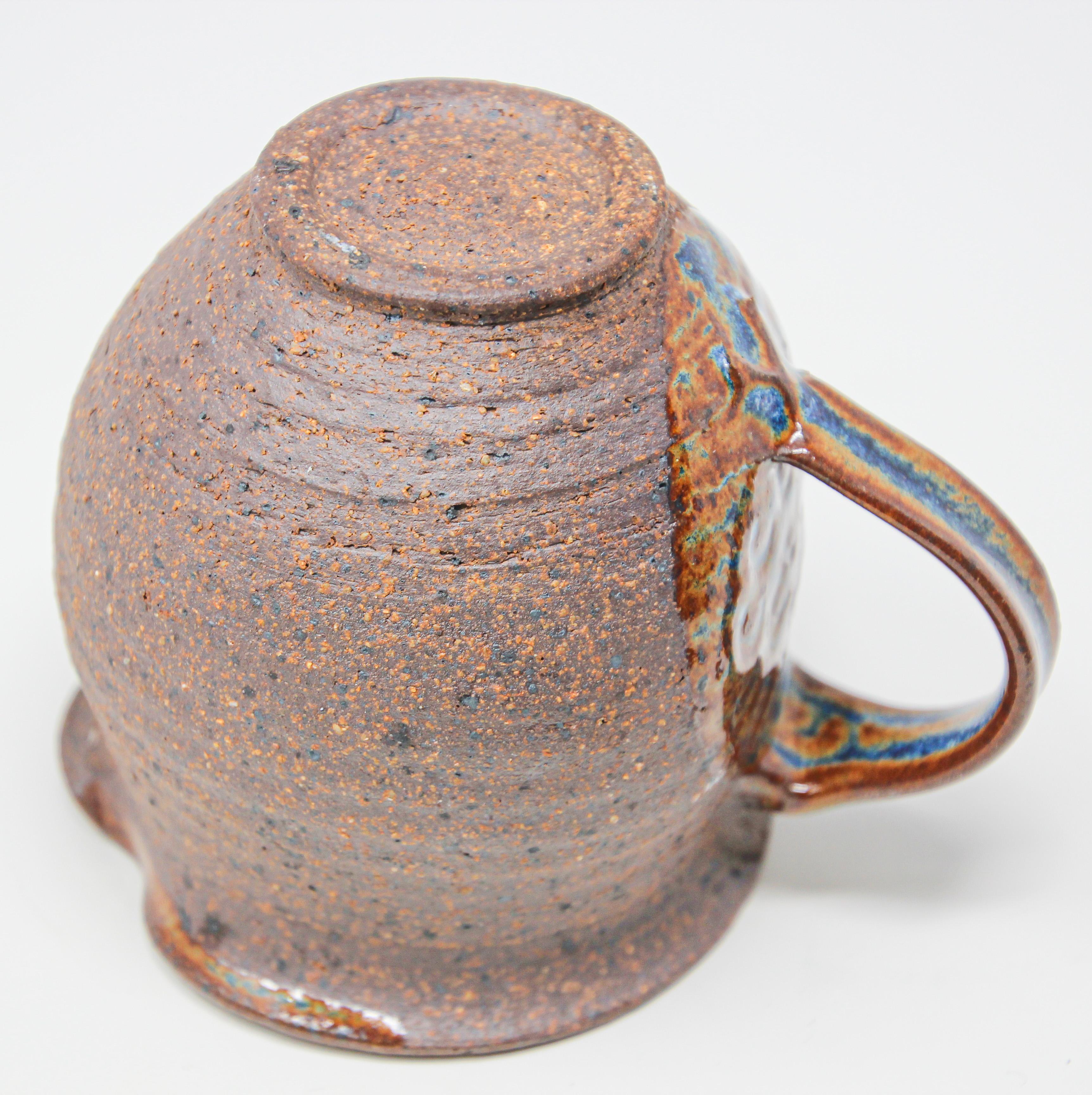 Vintage American Hand Thrown Art Pottery Jug Artisan Stoneware For Sale 2