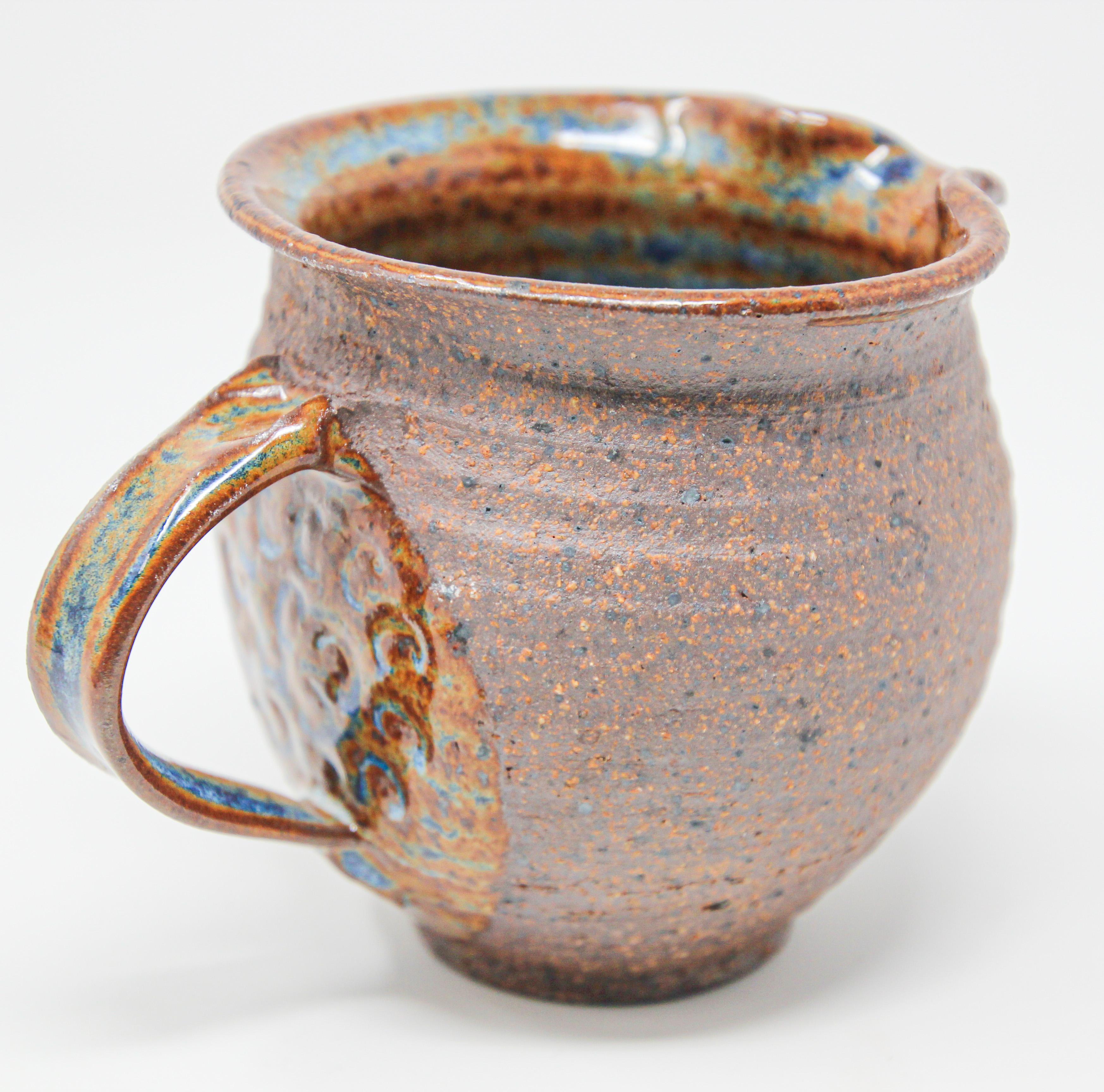 Artisanat Pichet en poterie d'art américaine vintage tourné à la main, grès artisanal en vente