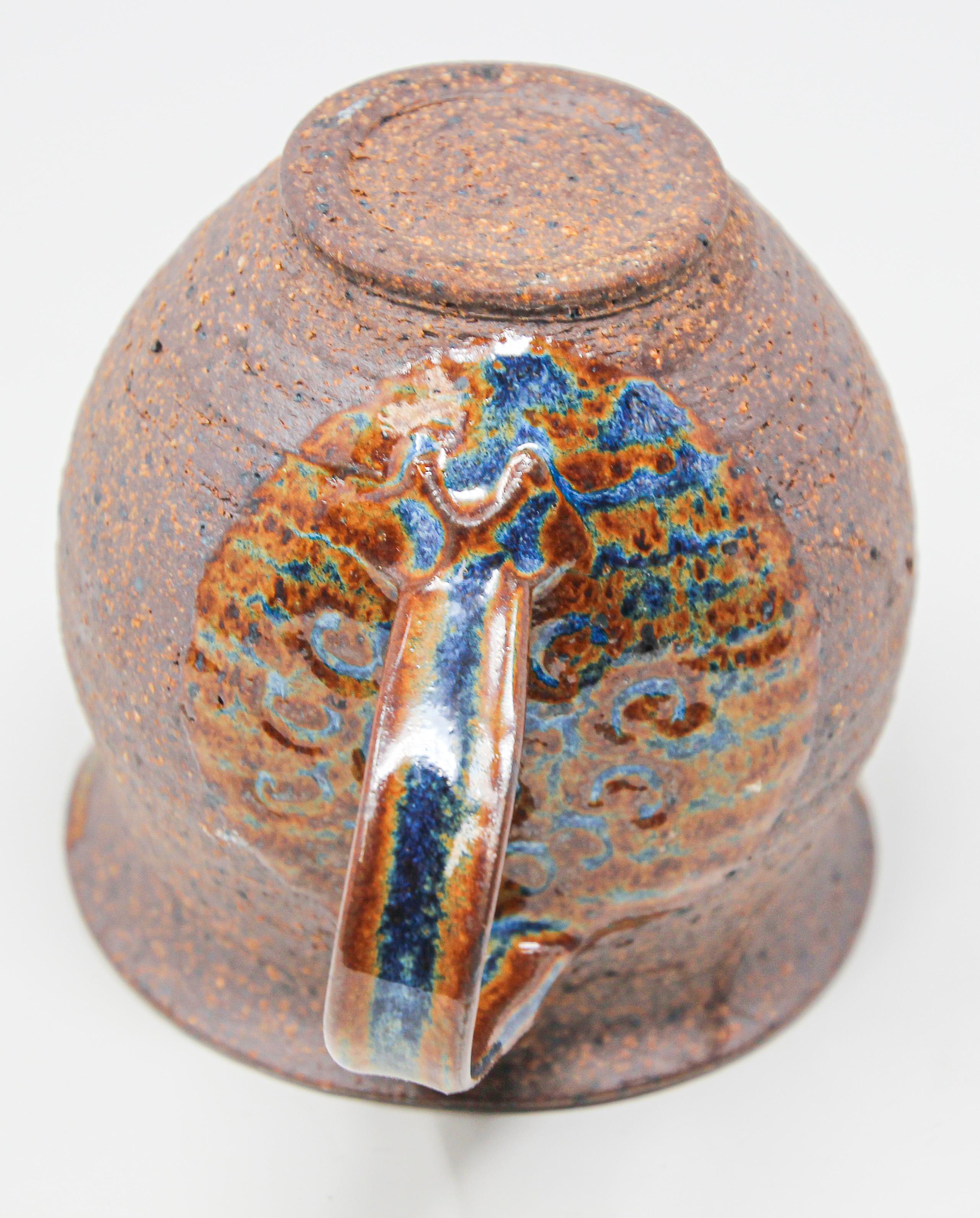 Pichet en poterie d'art américaine vintage tourné à la main, grès artisanal en vente 1