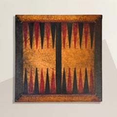 Vintage Hand-Tooled Leather Backgammon Game Board