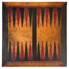 Vintage Hand-Tooled Leather Backgammon Game Board