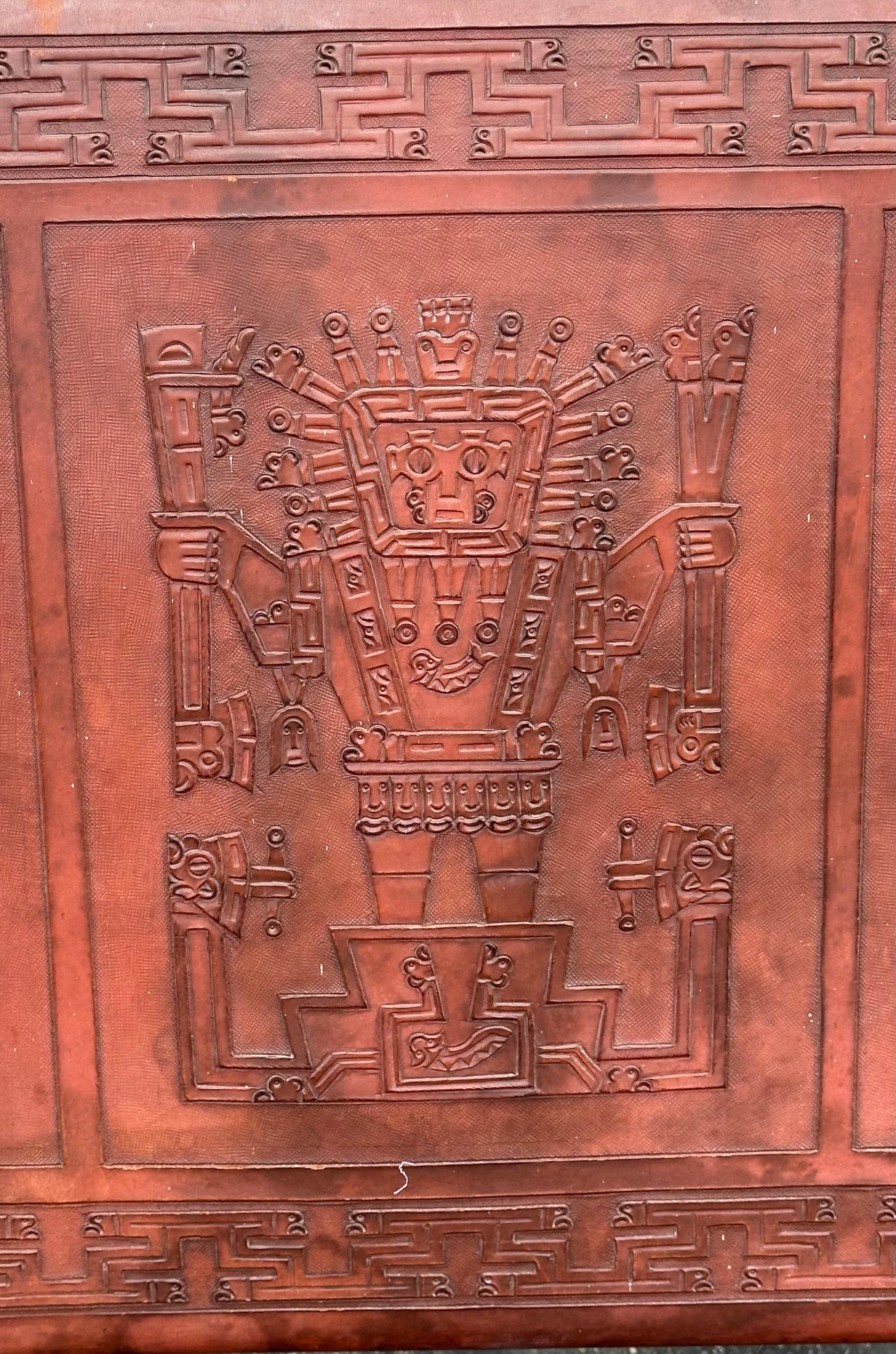 Vintage Hand Tooled Leather Folding Bency by Angel Pazmino for Muebles De Estilo en vente 7