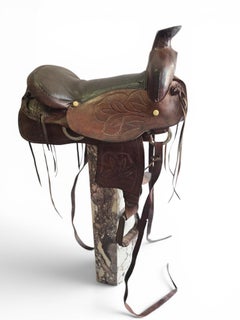 Vintage Hand-Tooled Leather Riding Saddle, 1950s