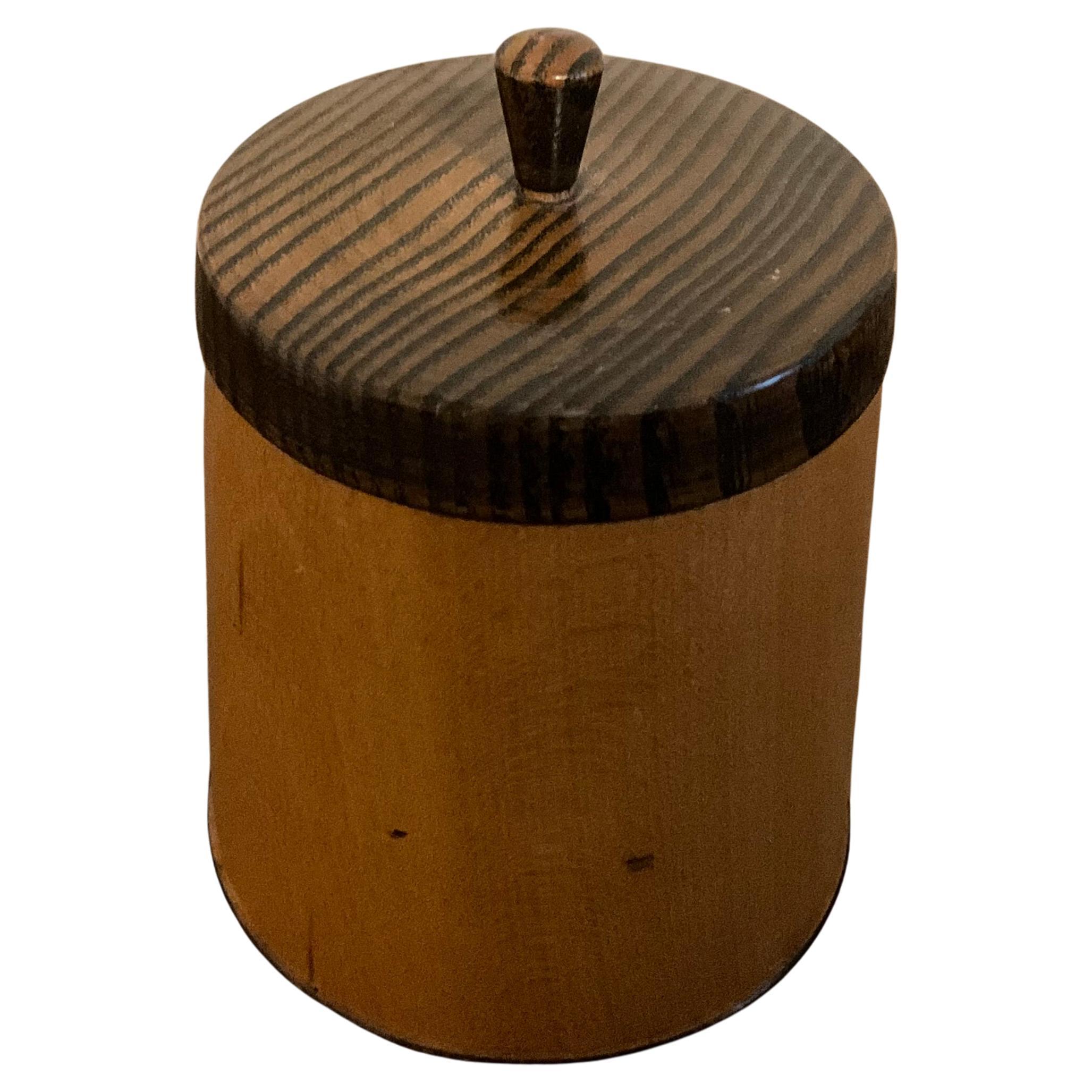 Caja vintage de madera de palisandro de abedul torneada a mano (1945) con tapa interior