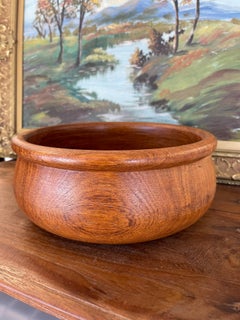 Vintage Hand-Turned Decorative Teak Wood Bowl by Winesome, Made in Thailand