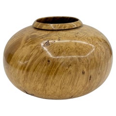Vintage Hand-Turned Maple Burl Wood Vase by D Goines