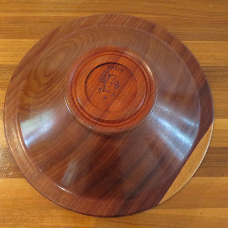 Vintage Hand Turned Padauk Wooden Bowl For Sale at 1stDibs