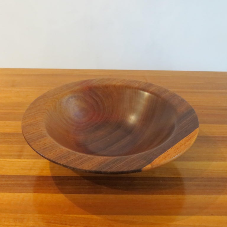 Vintage Hand Turned Padauk Wooden Bowl For Sale at 1stDibs