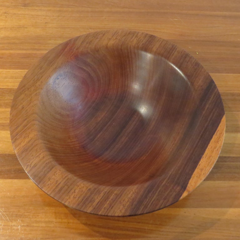 Vintage Hand Turned Padauk Wooden Bowl For Sale at 1stDibs