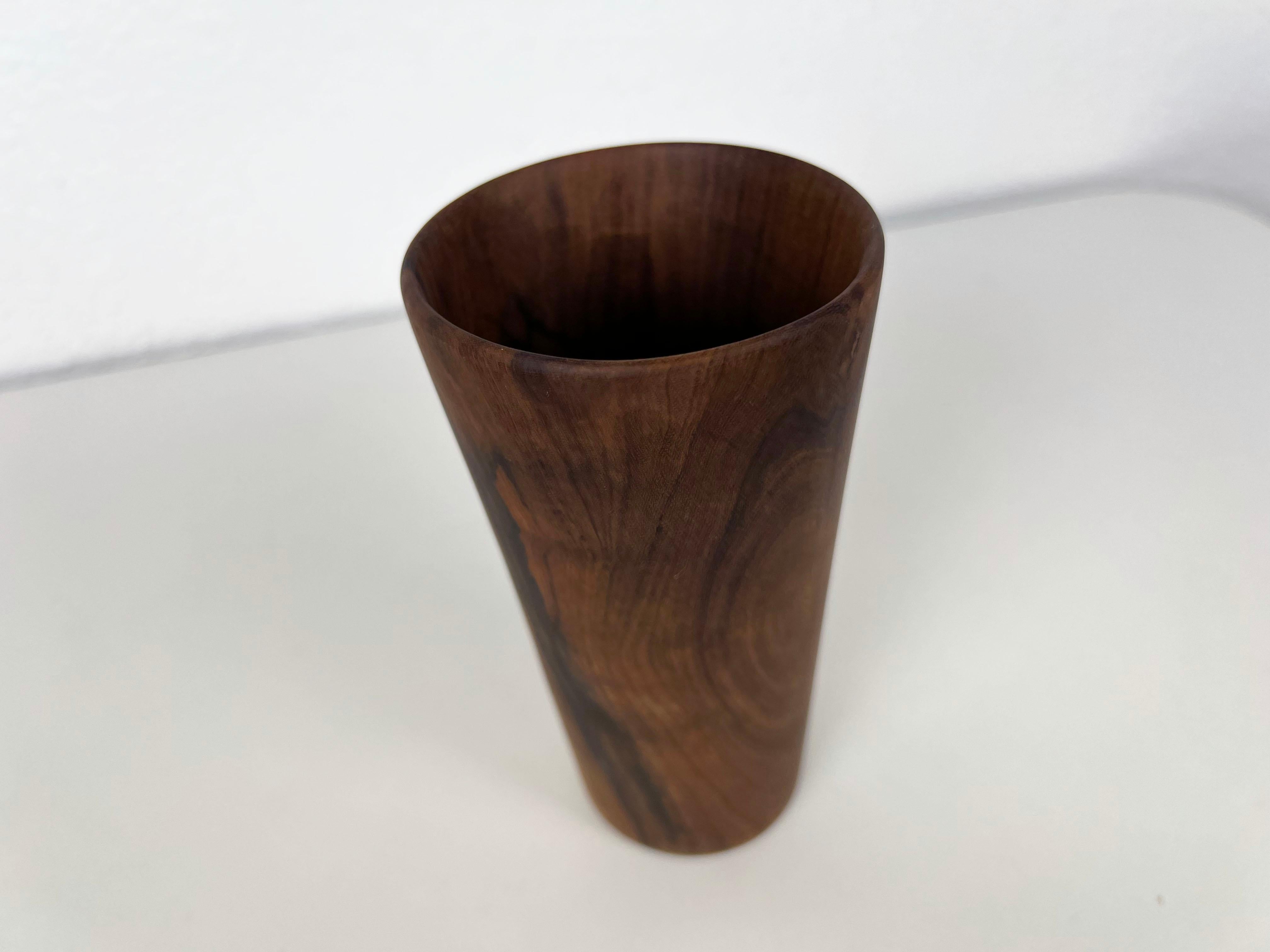  Vintage Hand-Turned Solid Teak Wood Cup For Sale 4