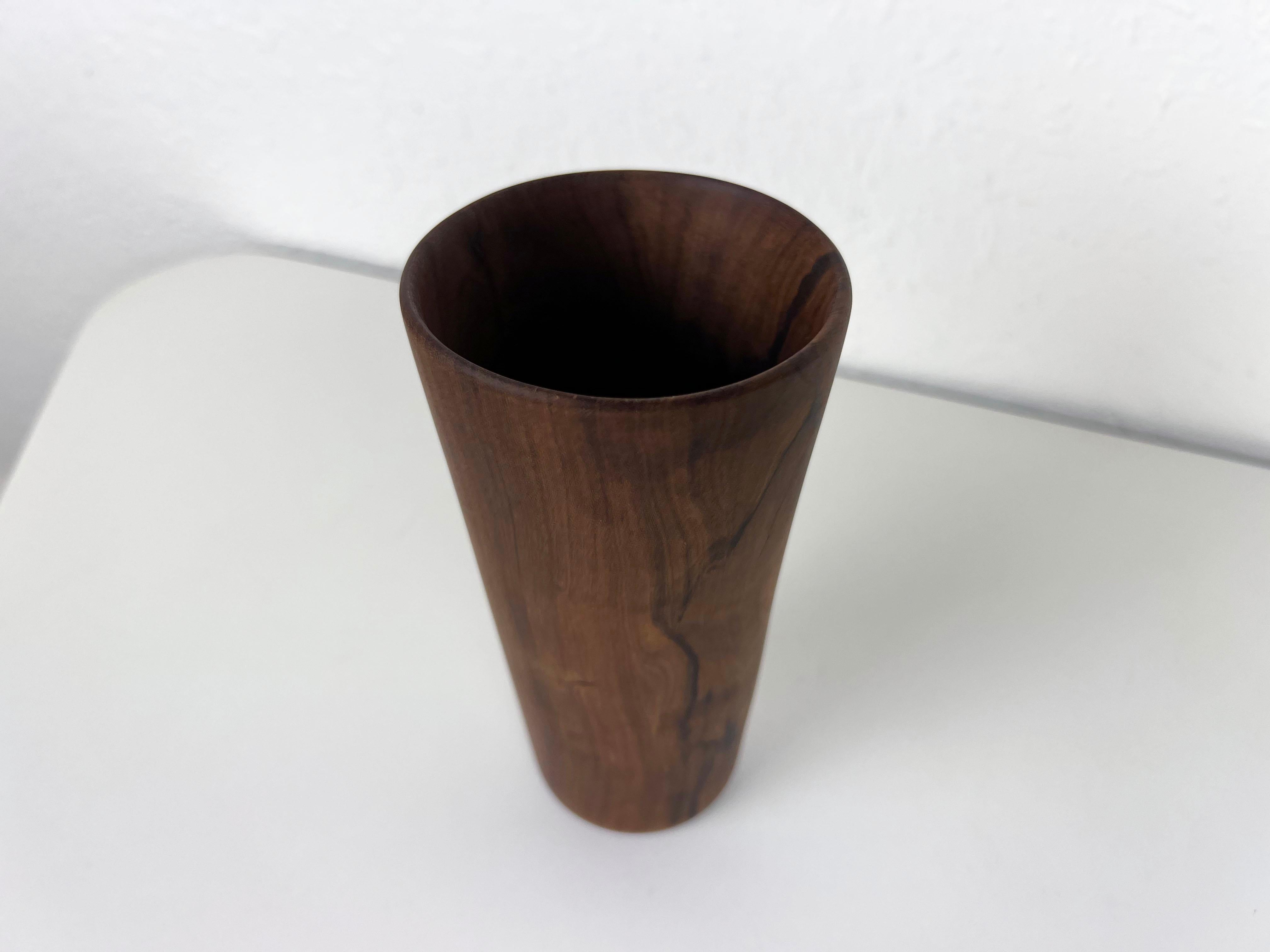 Mid-Century Modern  Vintage Hand-Turned Solid Teak Wood Cup For Sale