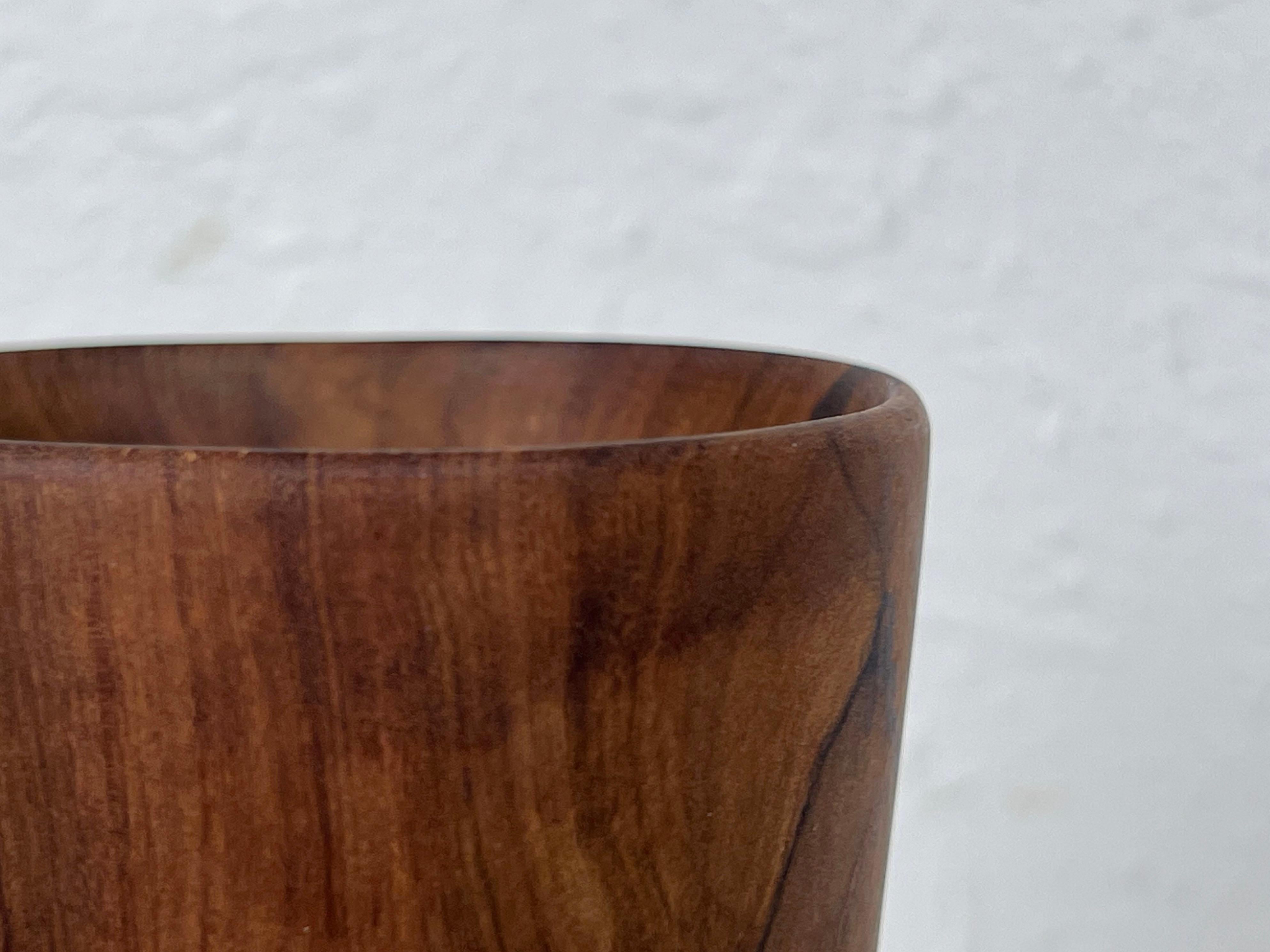  Vintage Hand-Turned Solid Teak Wood Cup In Excellent Condition For Sale In Fort Lauderdale, FL