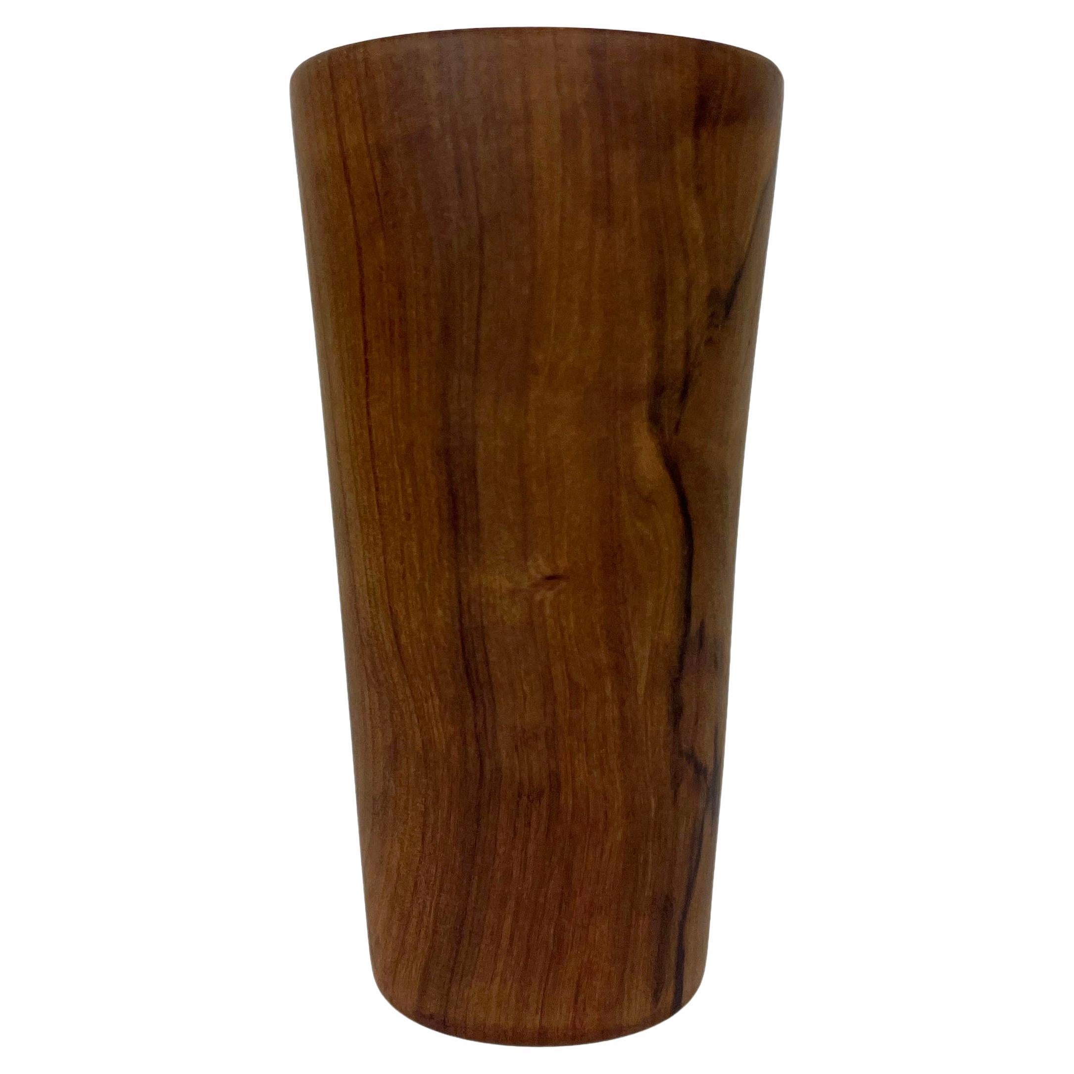  Vintage Hand-Turned Solid Teak Wood Cup For Sale