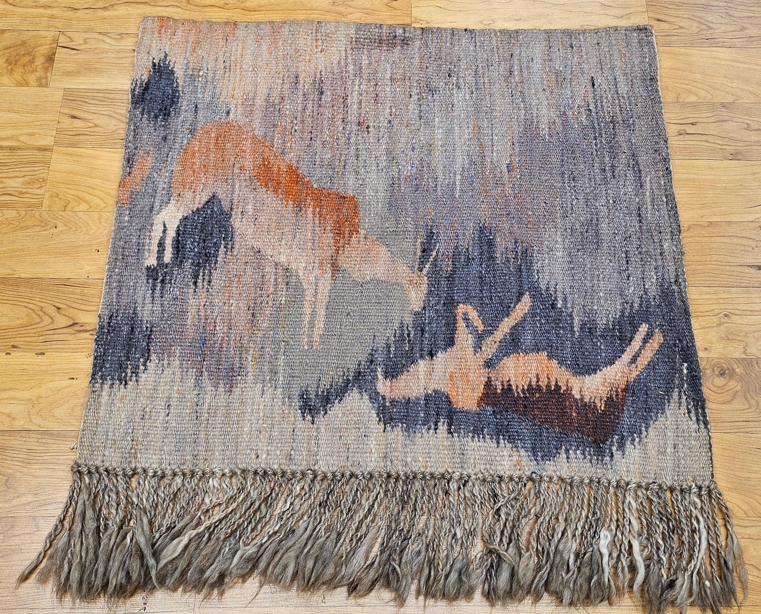 Handgewebter afrikanischer Mohair-Wandteppich aus Mohair, Vintage, Reflection in Teppich im Angebot 7