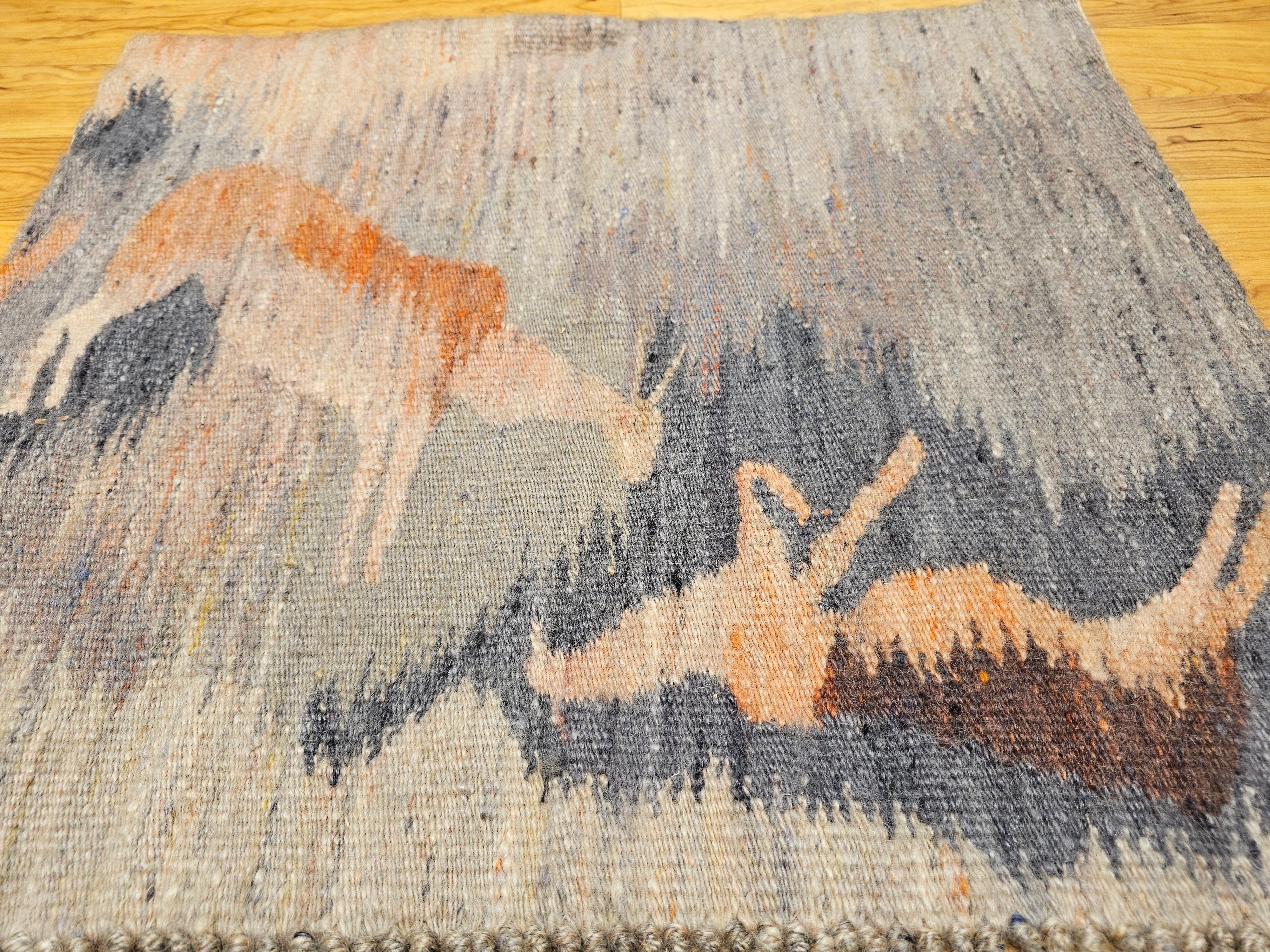 Handgewebter afrikanischer Mohair-Wandteppich aus Mohair, Vintage, Reflection in Teppich (Lesothisch) im Angebot