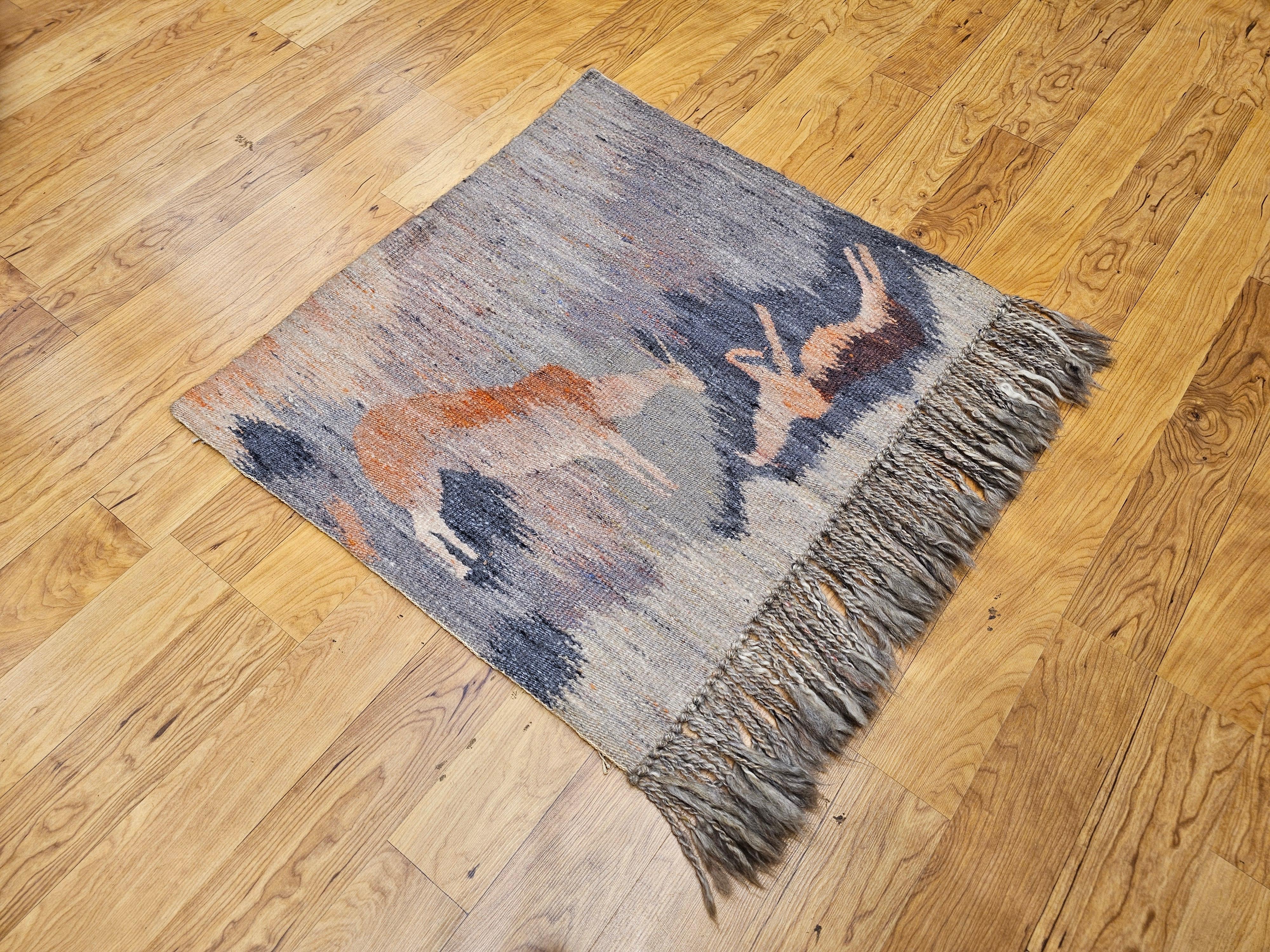 Handgewebter afrikanischer Mohair-Wandteppich aus Mohair, Vintage, Reflection in Teppich im Angebot 4