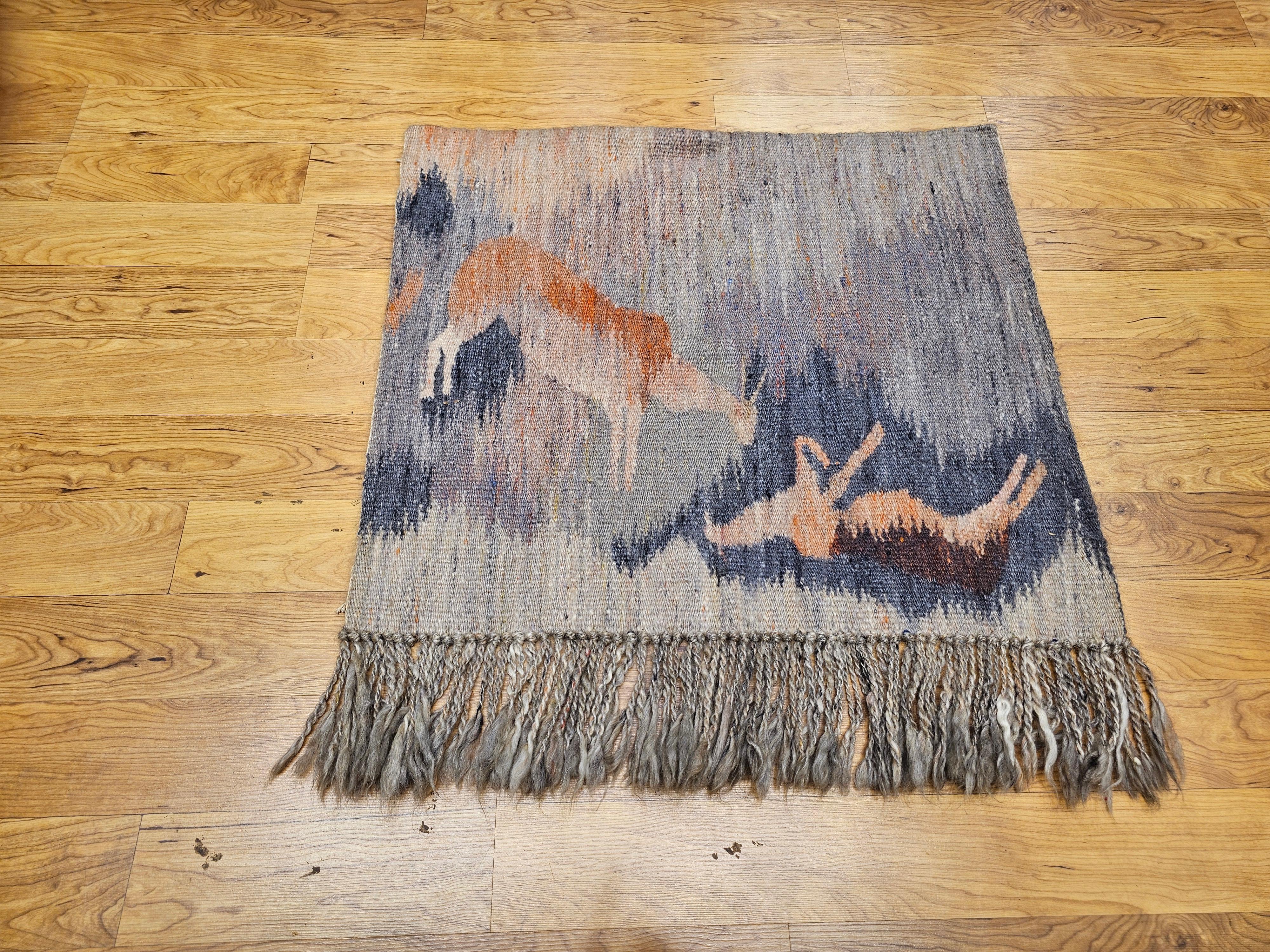 Handgewebter afrikanischer Mohair-Wandteppich aus Mohair, Vintage, Reflection in Teppich im Angebot 5