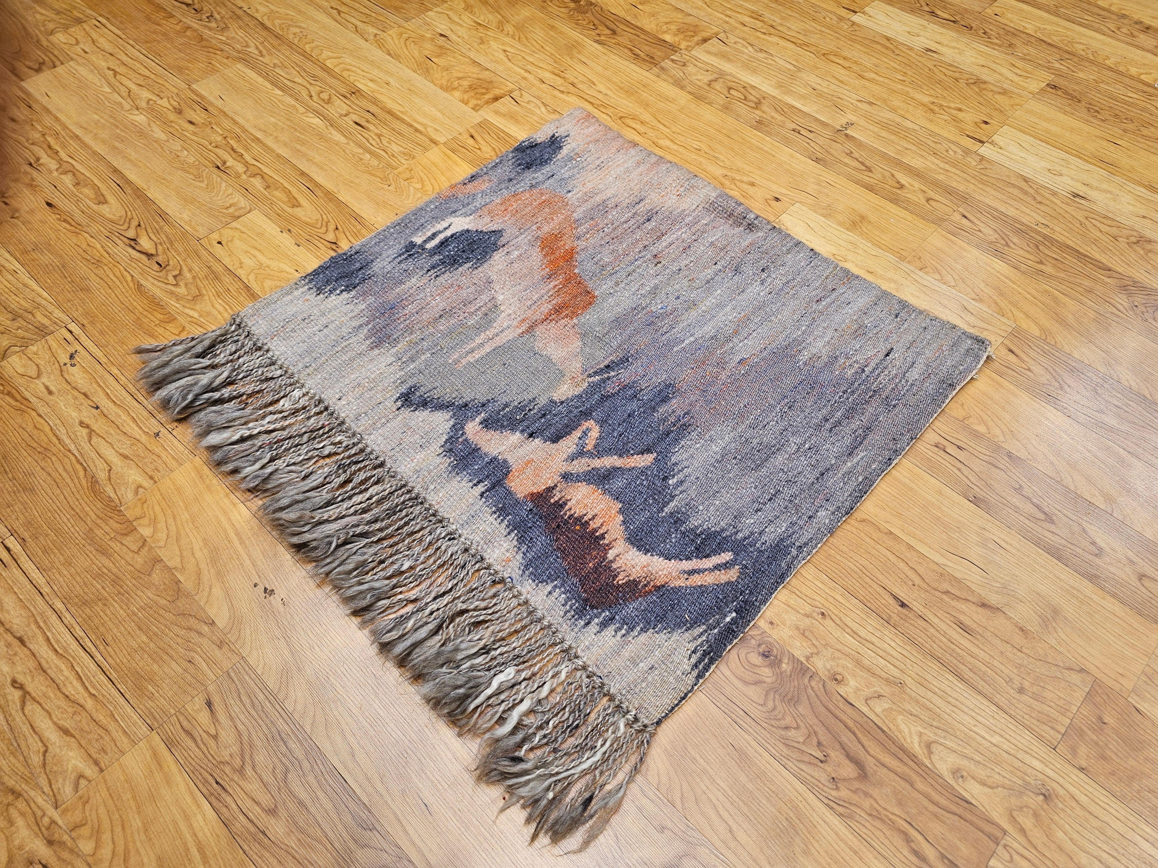 Handgewebter afrikanischer Mohair-Wandteppich aus Mohair, Vintage, Reflection in Teppich im Angebot 6