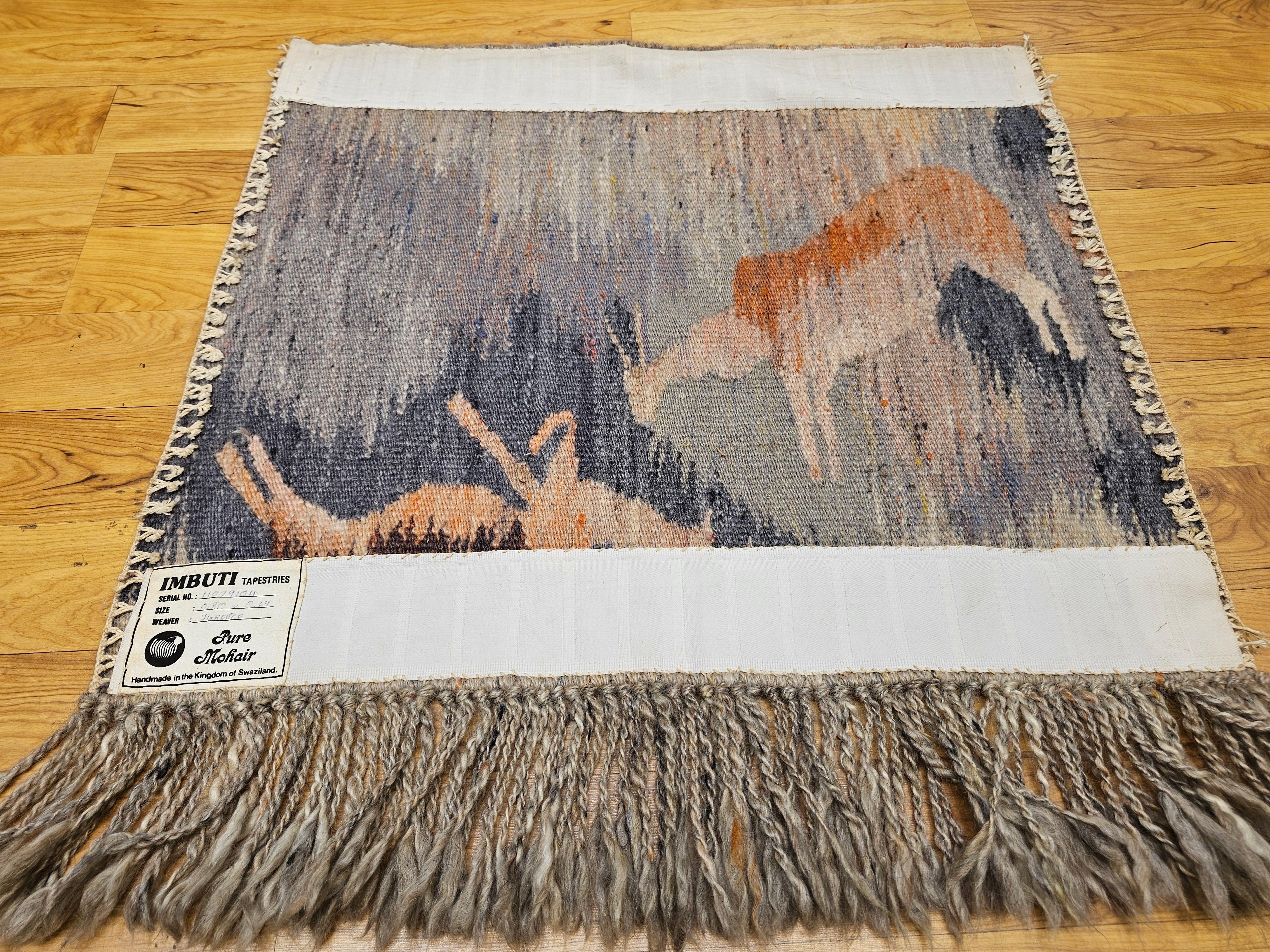 Handgewebter afrikanischer Mohair-Wandteppich aus Mohair, Vintage, Reflection in Teppich im Angebot 1