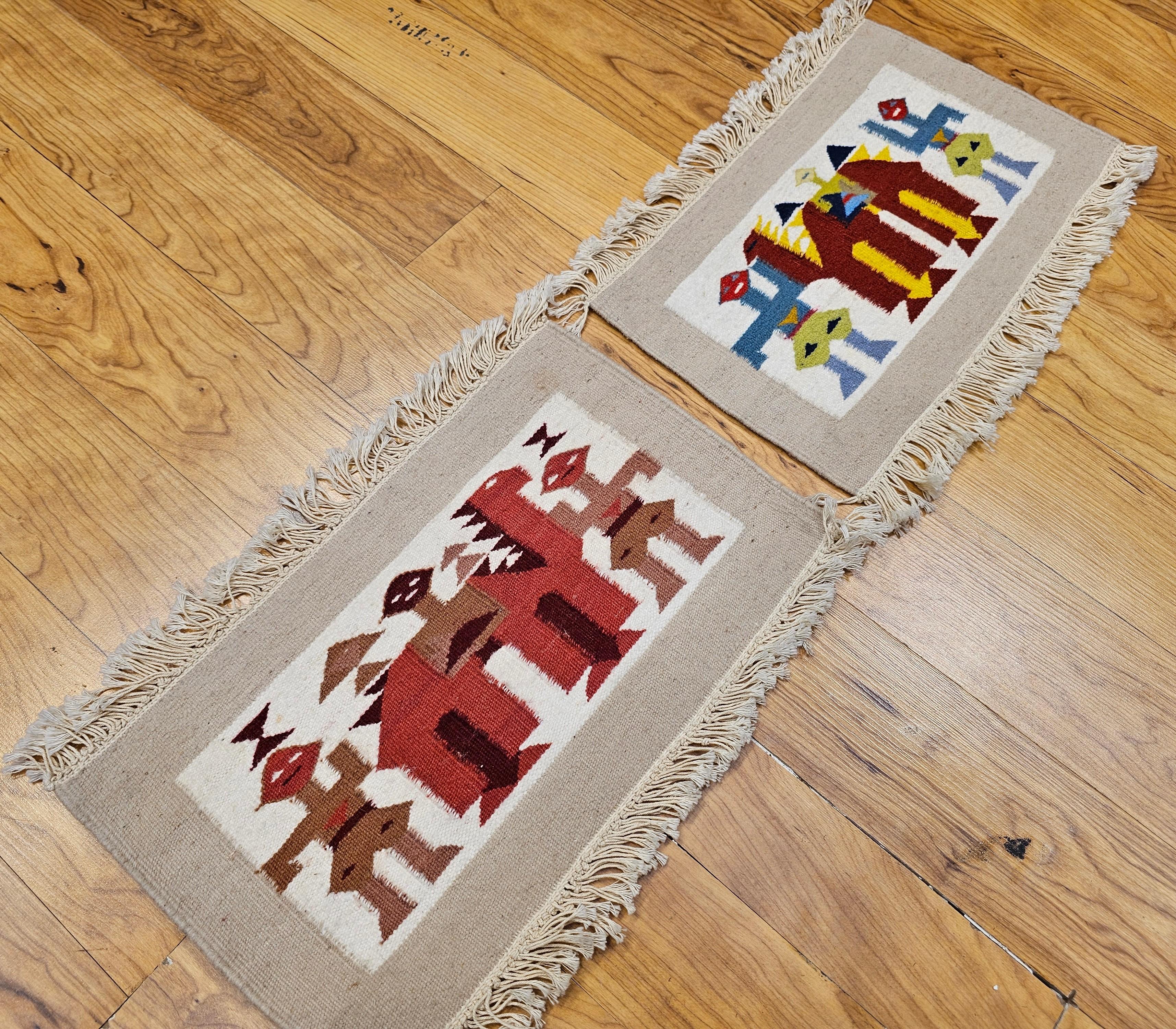 Tunisian Vintage Hand Woven African Tapestries Depicting Camels and Humans For Sale