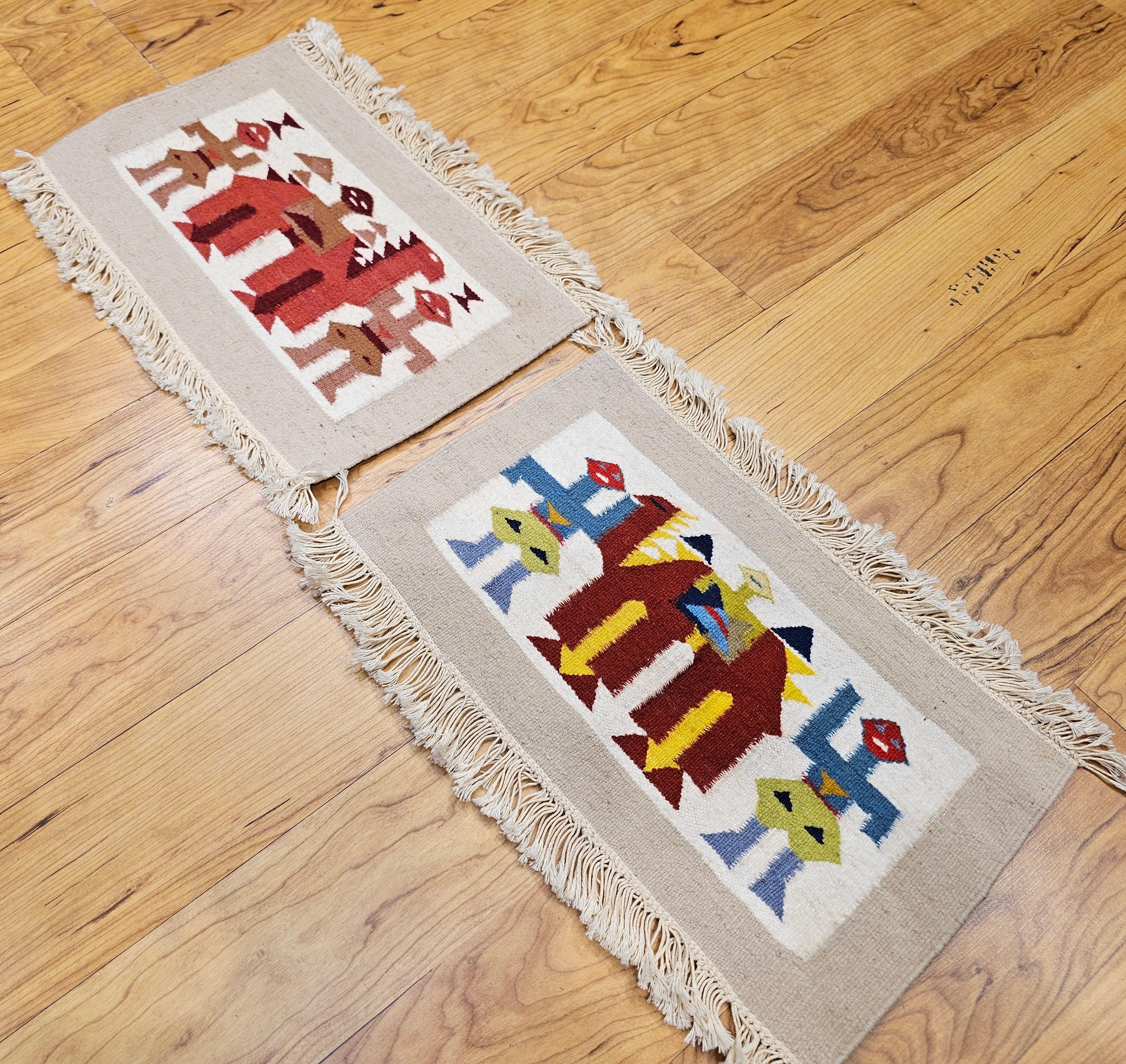 Vintage Hand Woven African Tapestries Depicting Camels and Humans In Good Condition For Sale In Barrington, IL