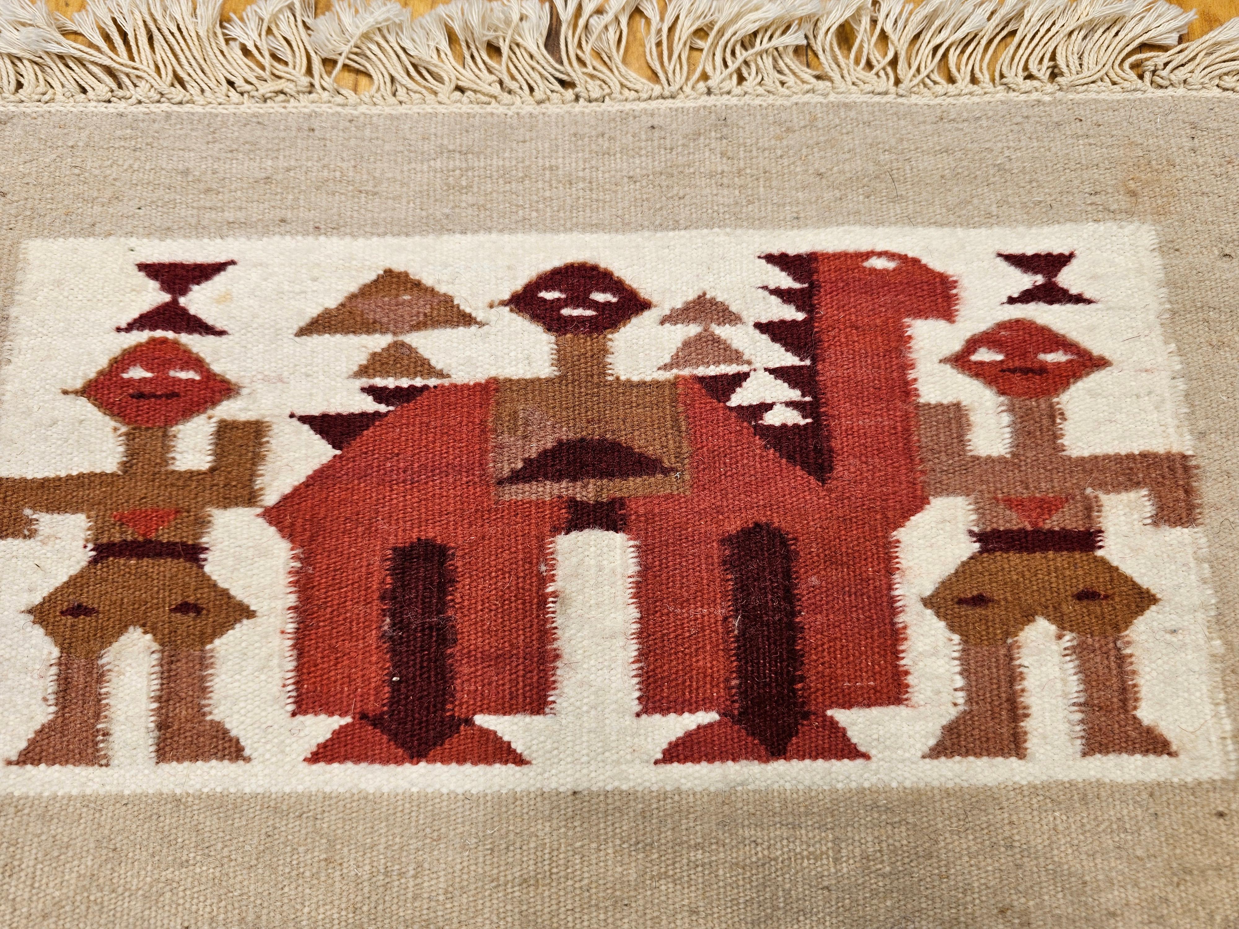 Wool Vintage Hand Woven African Tapestries Depicting Camels and Humans For Sale