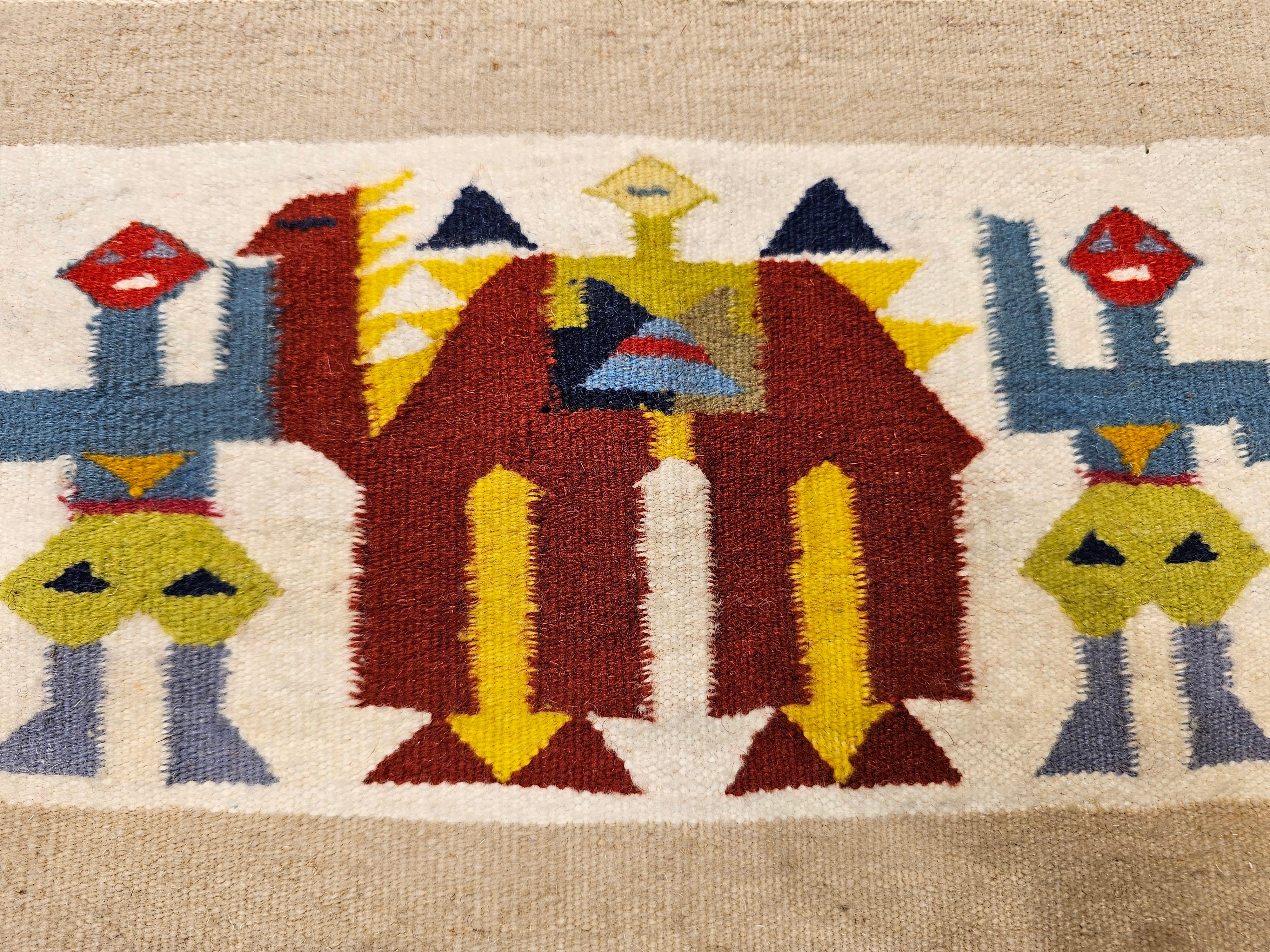 Vintage Hand Woven African Tapestries Depicting Camels and Humans For Sale 2