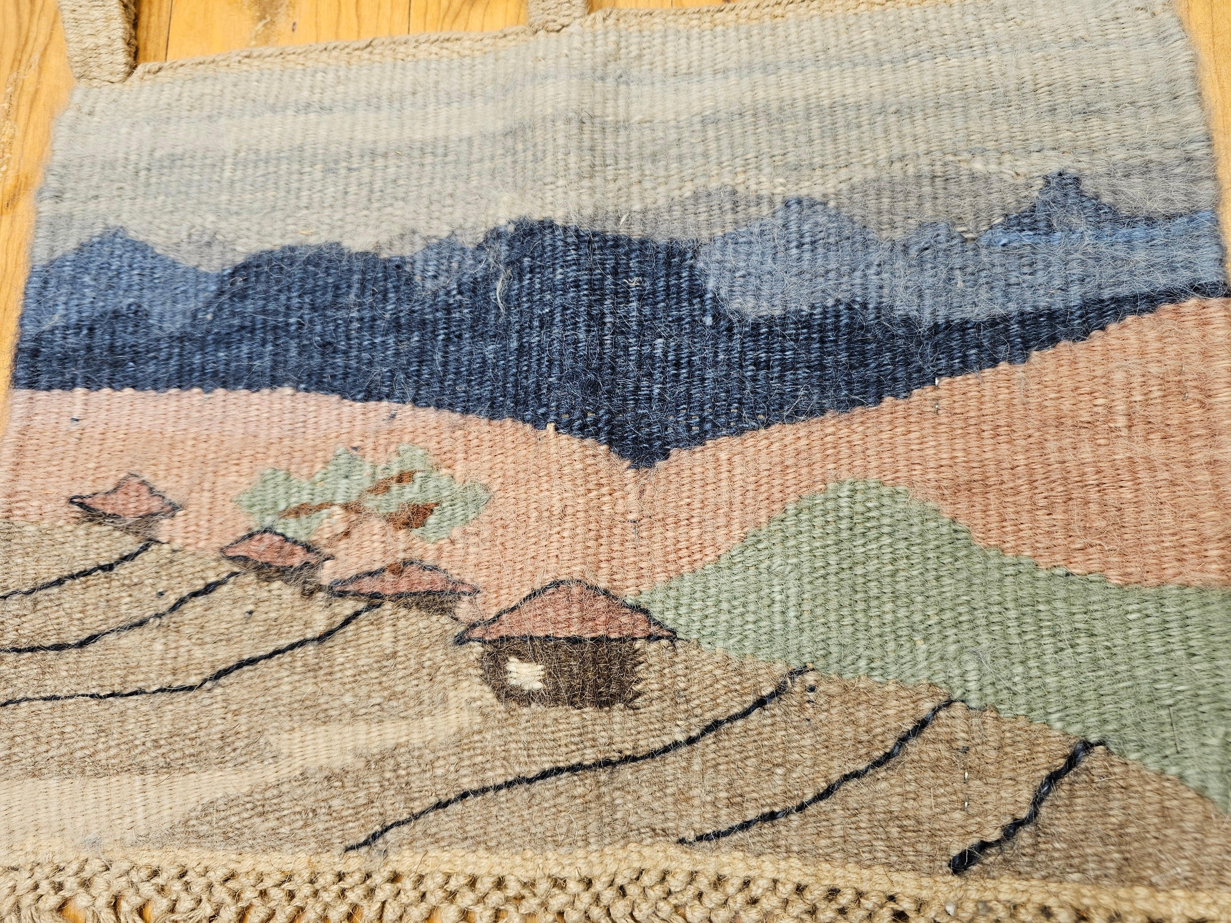 Lesothian Vintage Hand Woven African Tapestry Depicting Village and Mountain Landscape For Sale