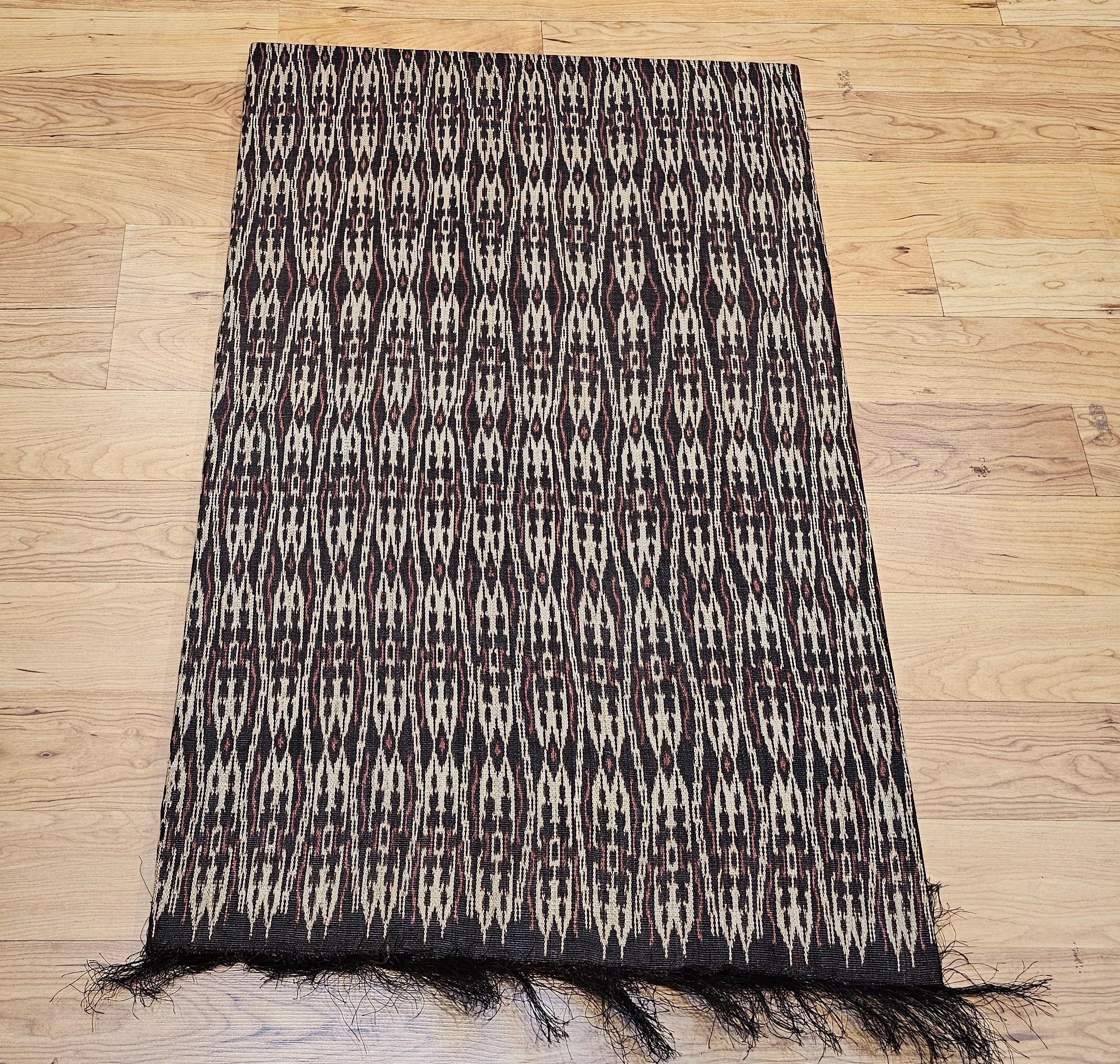 Vintage Hand Woven African Textile Wall Art in Chocolate, Brown, Burgundy, Ivory 5
