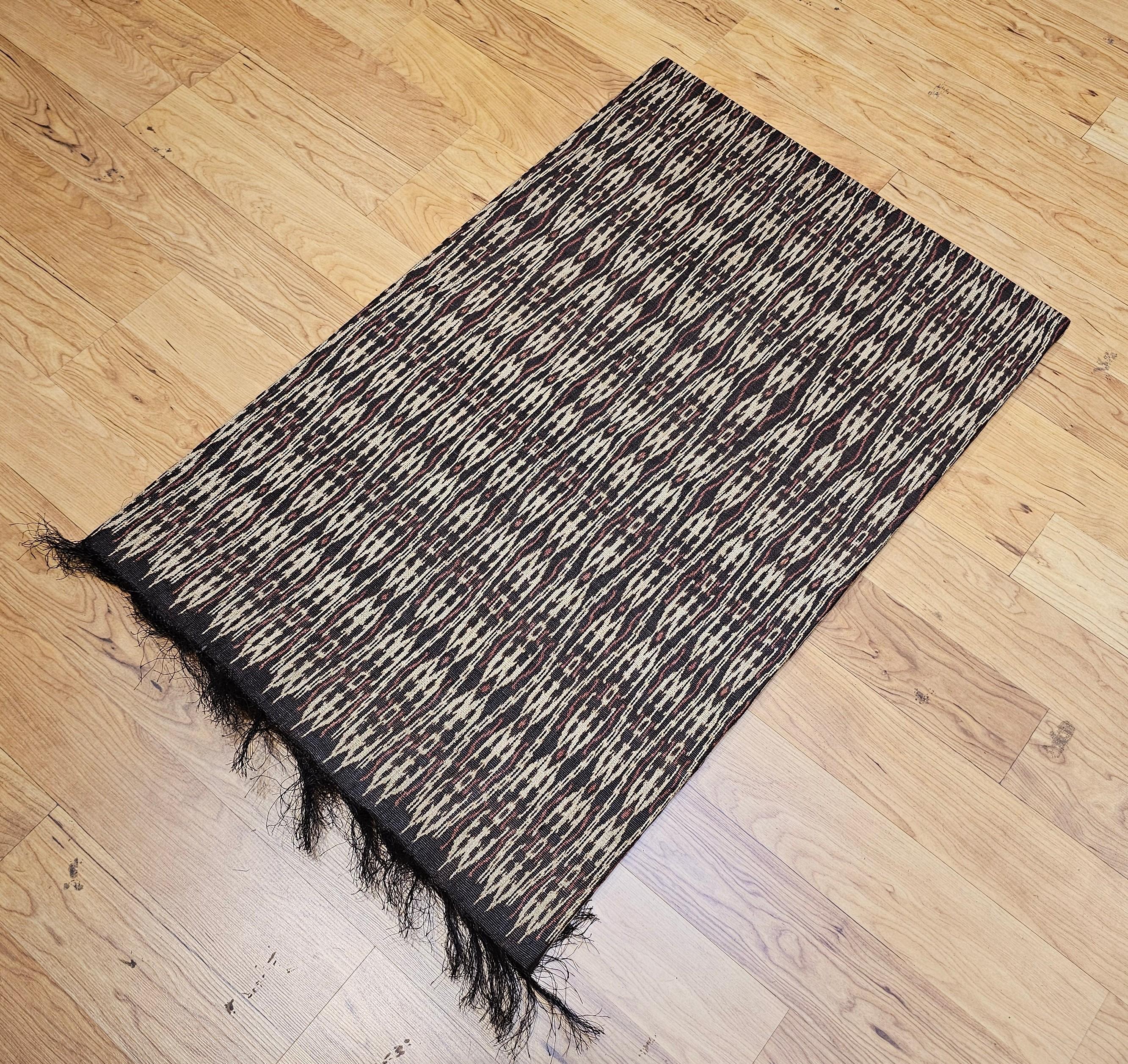 Vintage Hand Woven African Textile Wall Art in Chocolate, Brown, Burgundy, Ivory 6
