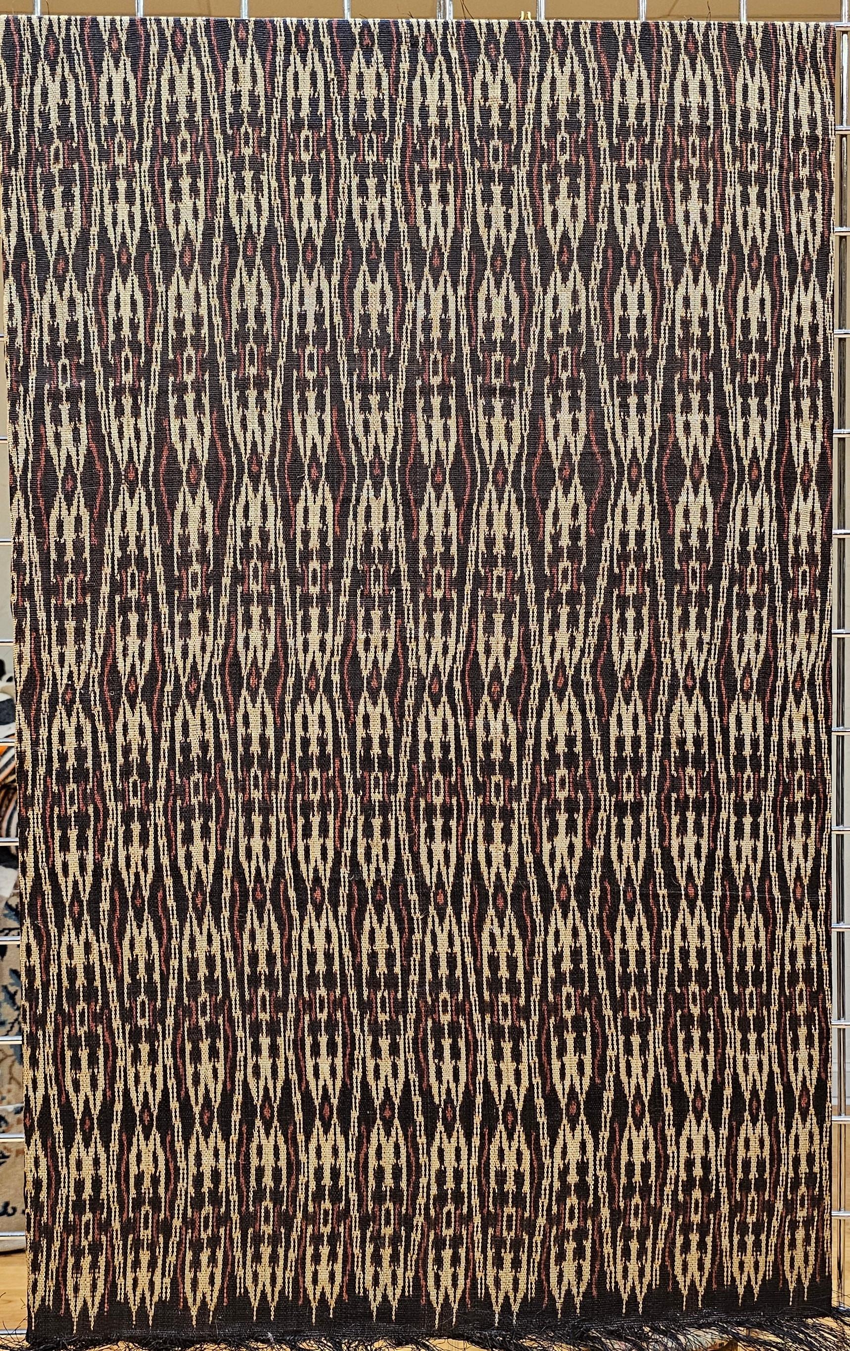 Vintage Hand Woven African Textile Wall Art in Chocolate, Brown, Burgundy, Ivory 7