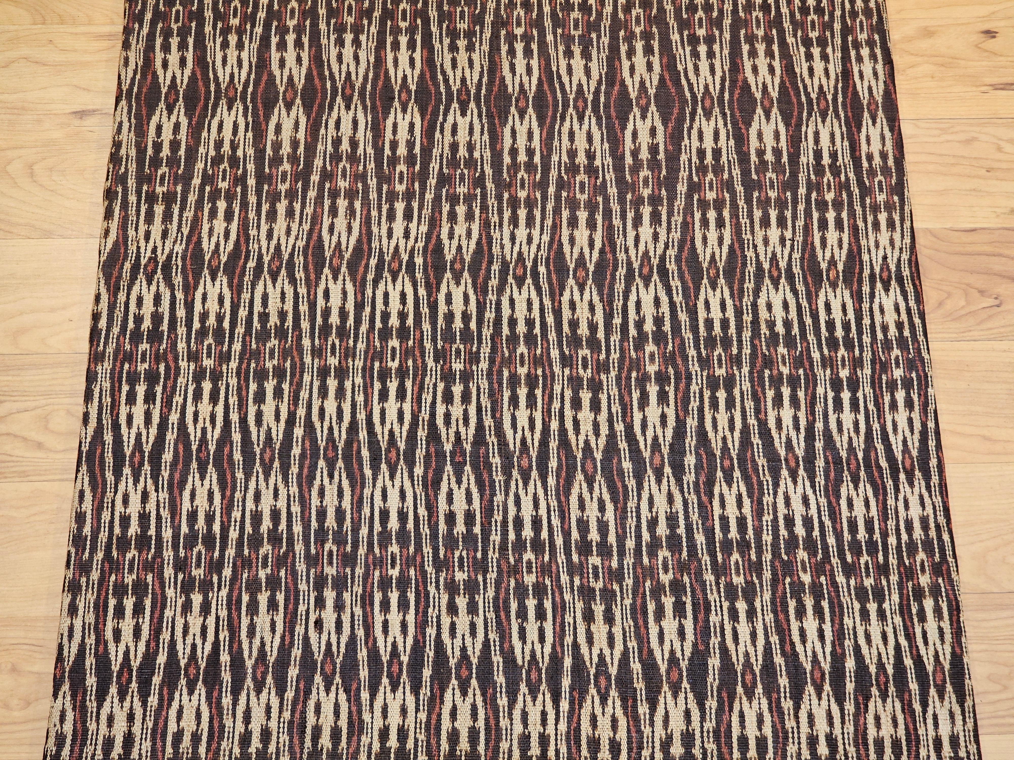 Vintage Hand Woven African Textile Wall Art in Chocolate, Brown, Burgundy, Ivory In Good Condition In Barrington, IL