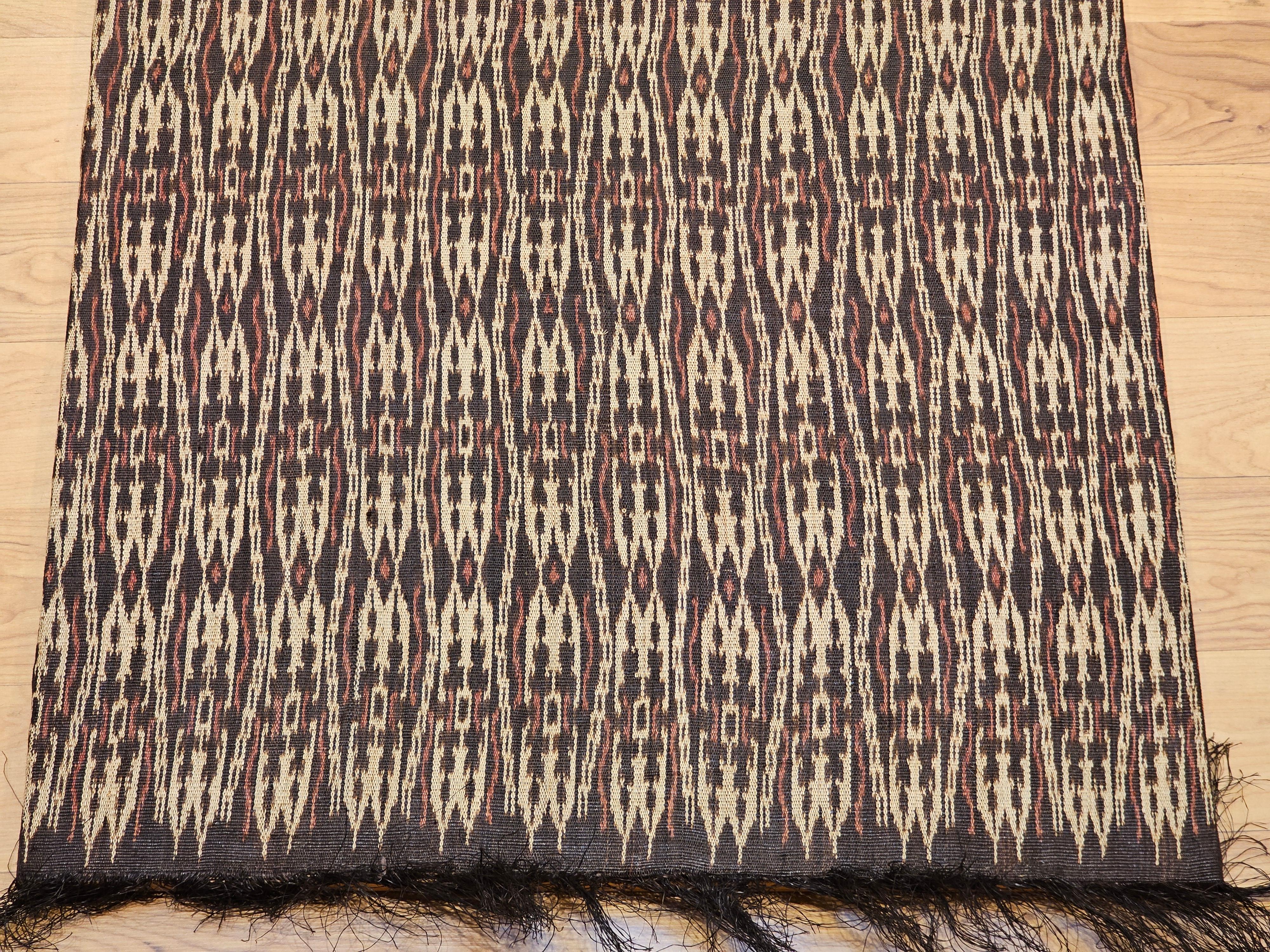 20th Century Vintage Hand Woven African Textile Wall Art in Chocolate, Brown, Burgundy, Ivory