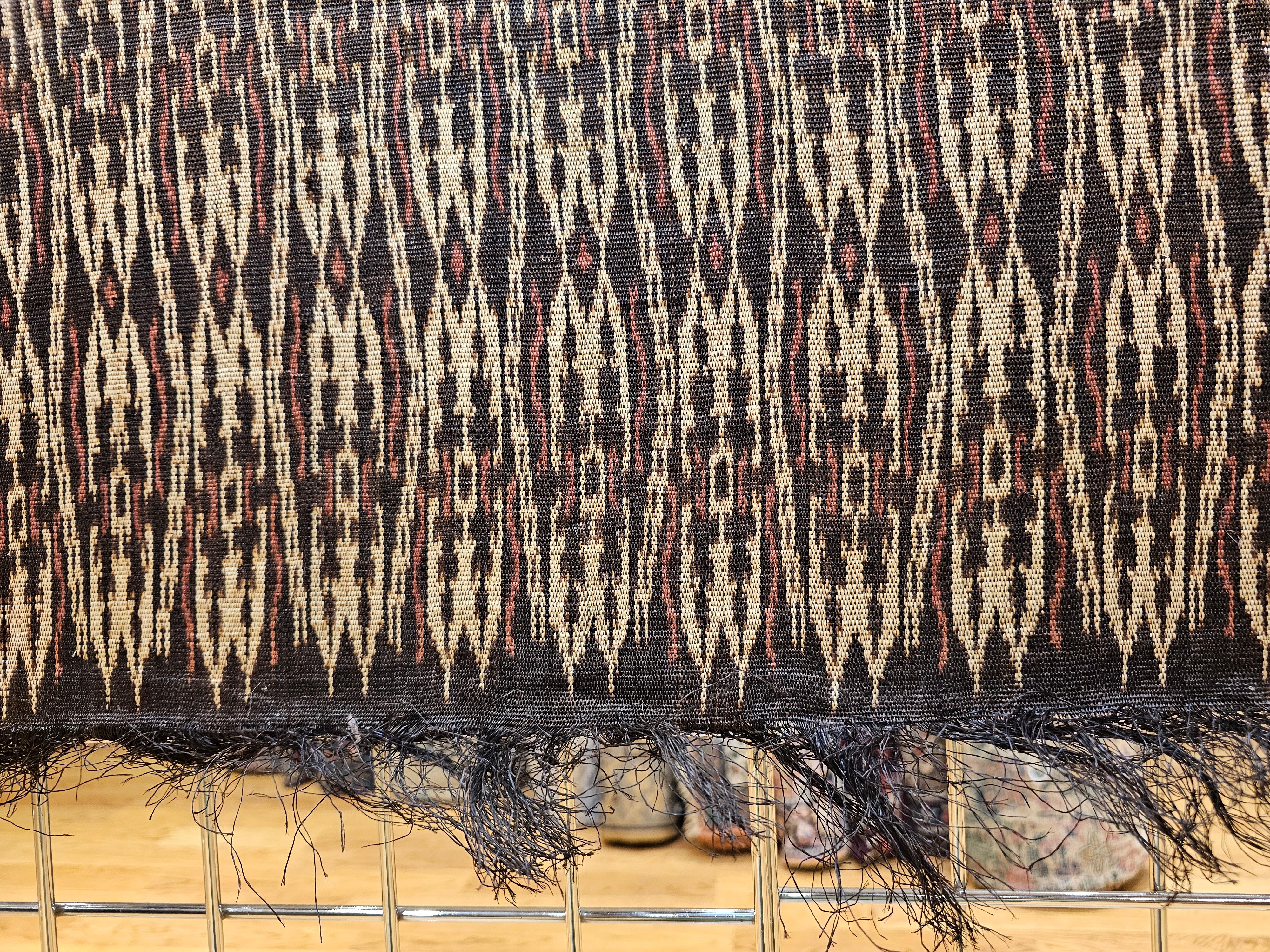 Vintage Hand Woven African Textile Wall Art in Chocolate, Brown, Burgundy, Ivory 2