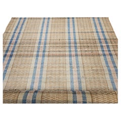 Vintage Hand-Woven American Amish Rag Runner in Pale Blue, Pink, Wheat, Caramel