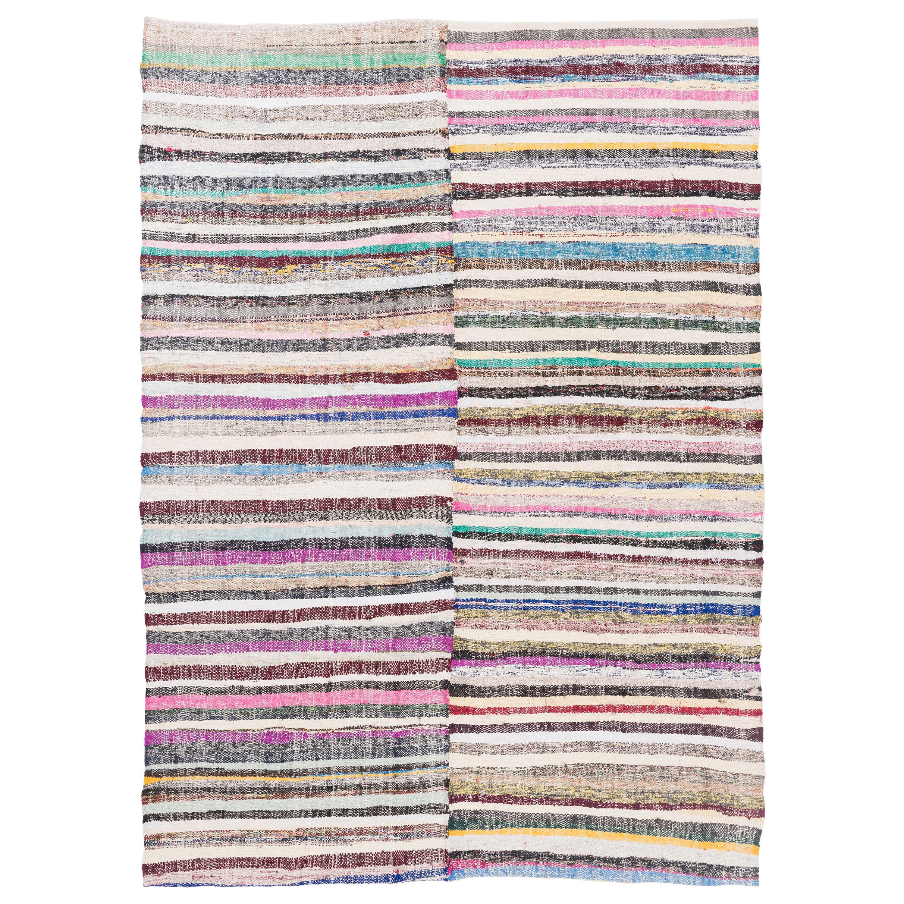 Vintage Cotton Rag Rug. Kilim carpet, Size Adjustable For Sale at 1stDibs