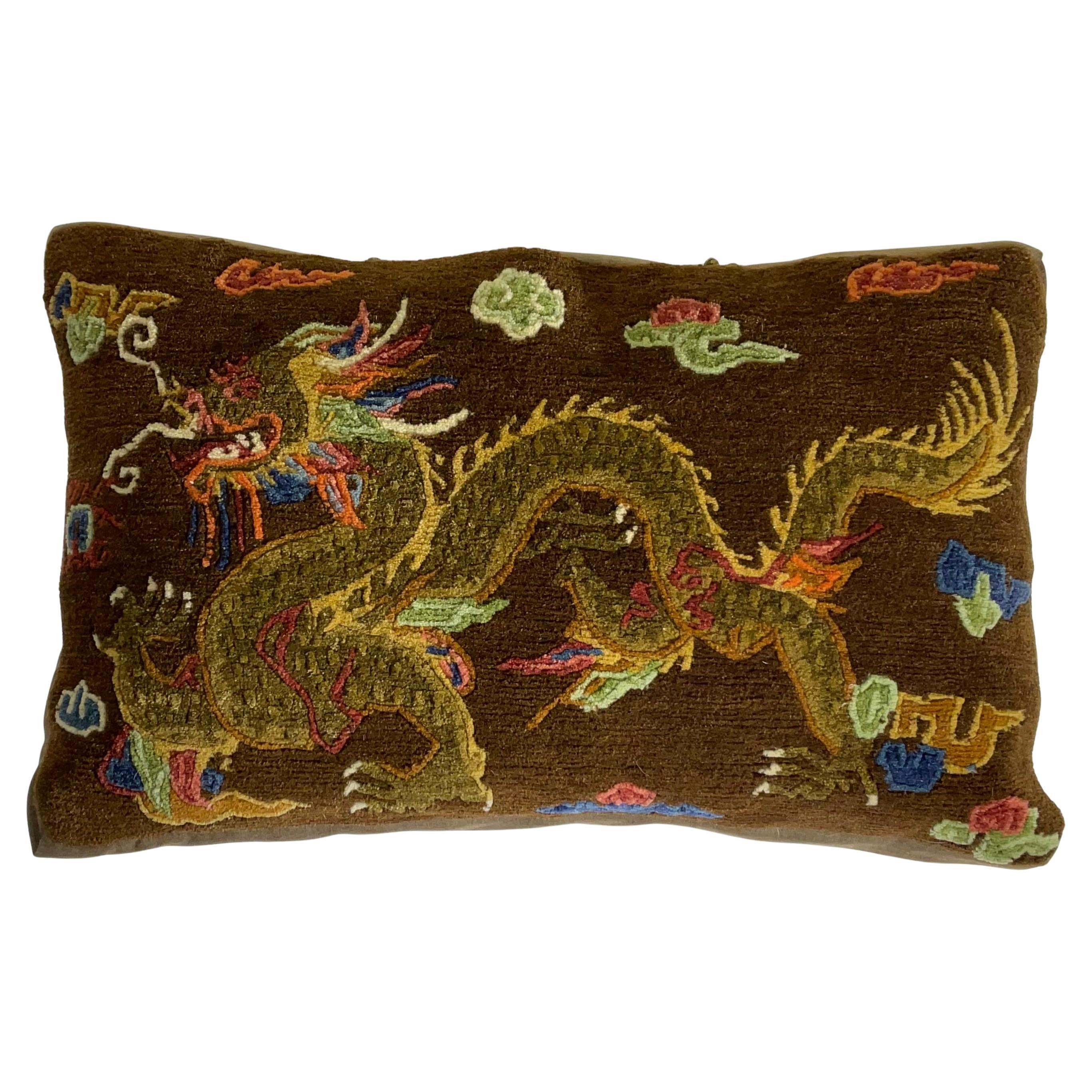Vintage Hand-Woven Dragon Pillow