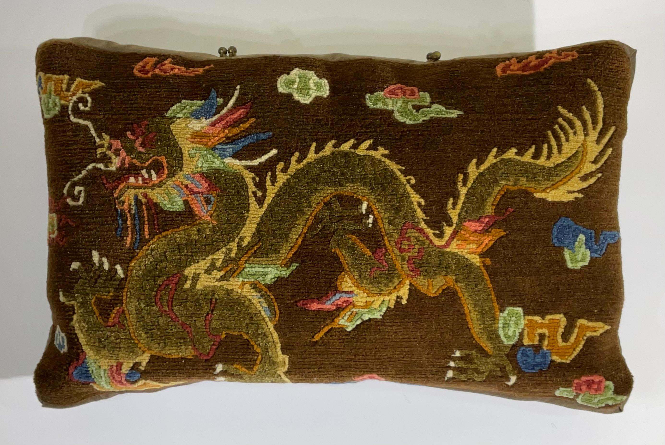 Vintage Hand-Woven Dragon Pillow