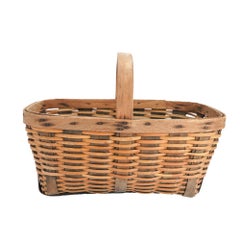 Vintage hand woven fixed handle basket, 1900's
