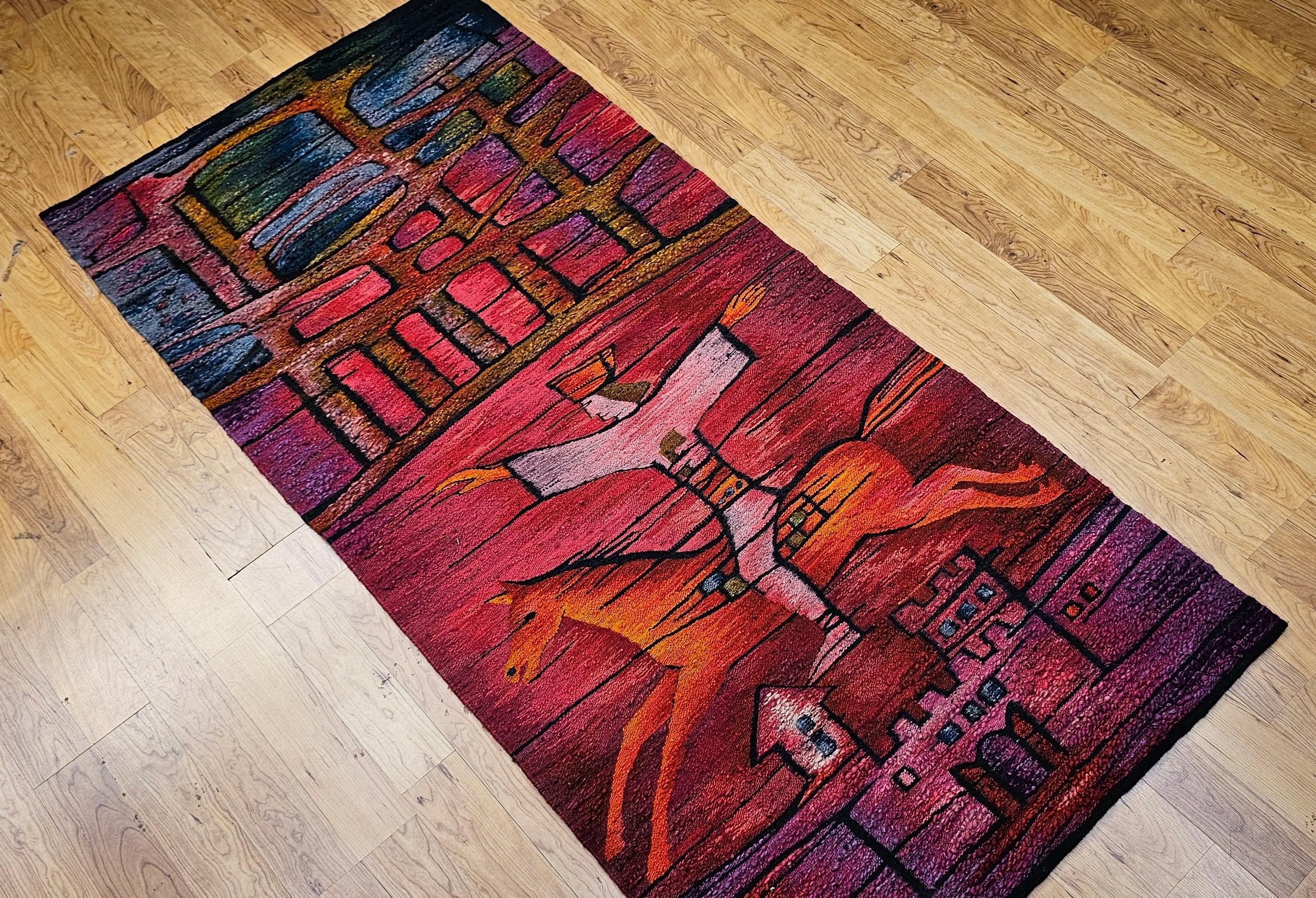 Vintage Handgewebter volkstümlicher Wandteppich in Marc Chagall-inspiriertem Design im Angebot 5