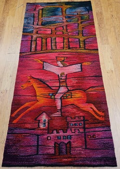 Tapiz Folclórico Vintage Tejido a Mano con Diseño Inspirado en Marc Chagall