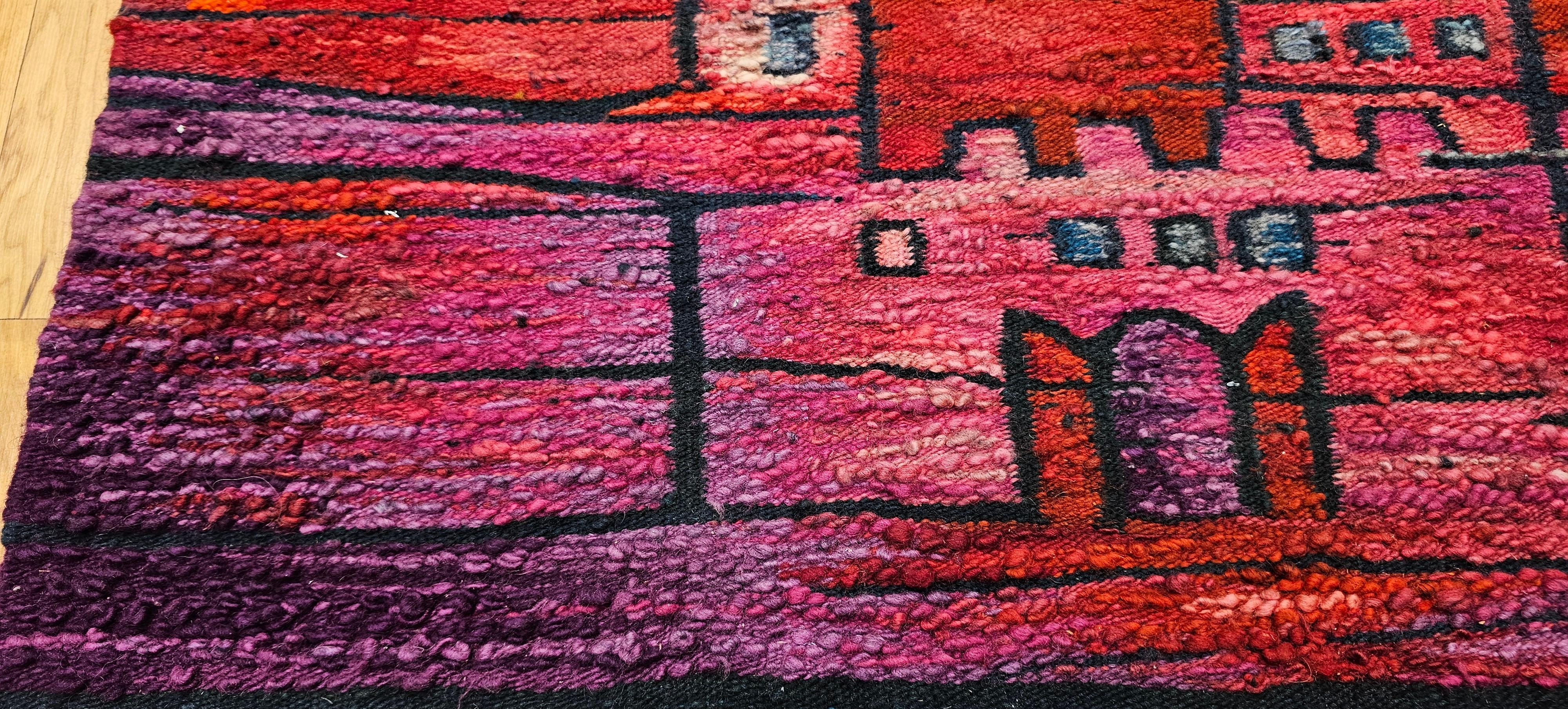 Vintage Handgewebter volkstümlicher Wandteppich in Marc Chagall-inspiriertem Design (Wolle) im Angebot