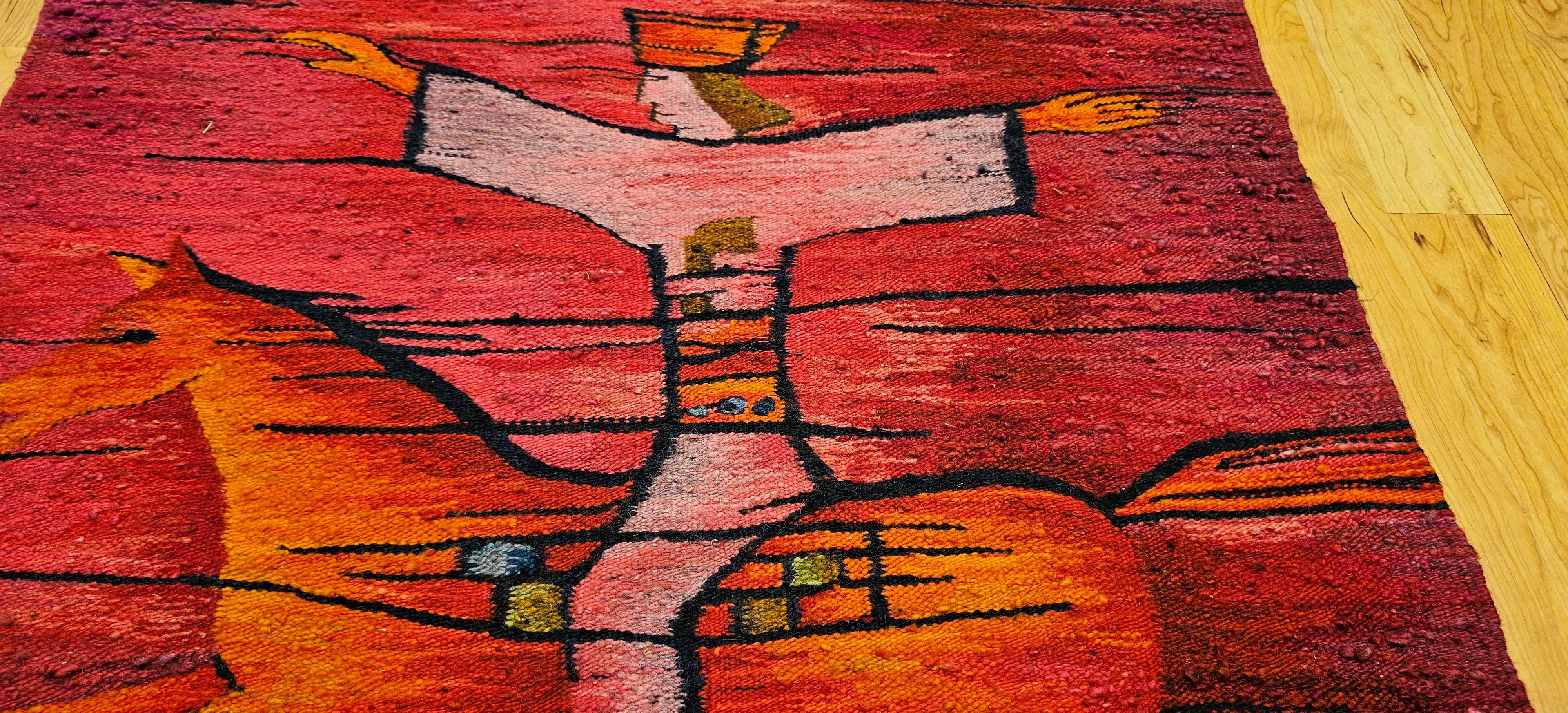 Vintage Handgewebter volkstümlicher Wandteppich in Marc Chagall-inspiriertem Design im Angebot 2