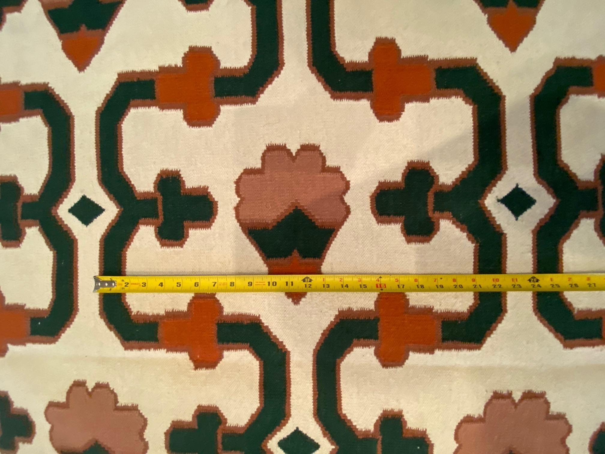 Hand-Knotted Vintage Hand-Woven Geometric Kilim Rug with Greek Key Border For Sale