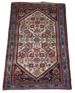 Vintage Hand Woven Iranian Bidjar Floral Wool Area Rug Carpet Persian